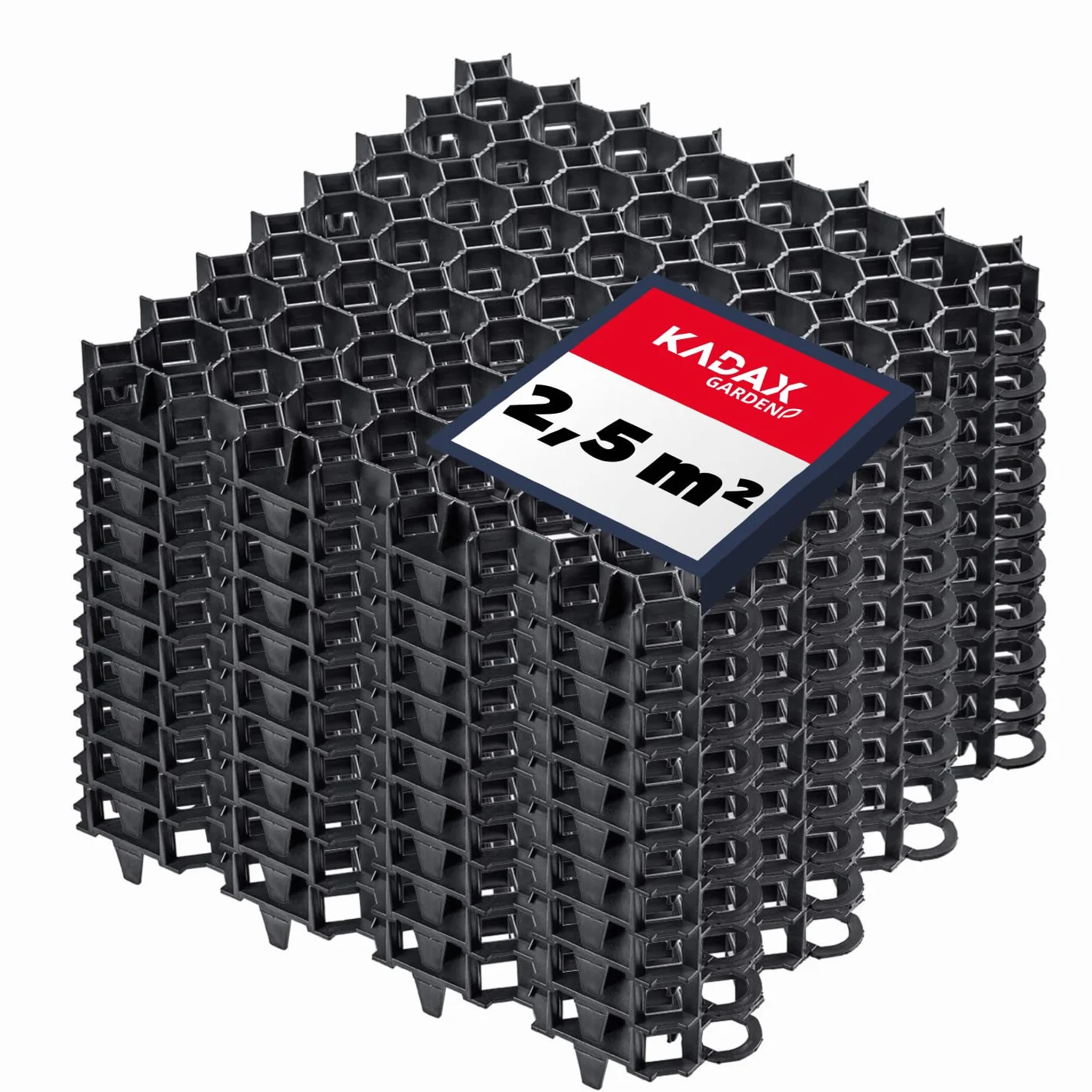 KADAX Rejilla para césped 50x50 cm Negro 10 Unidades