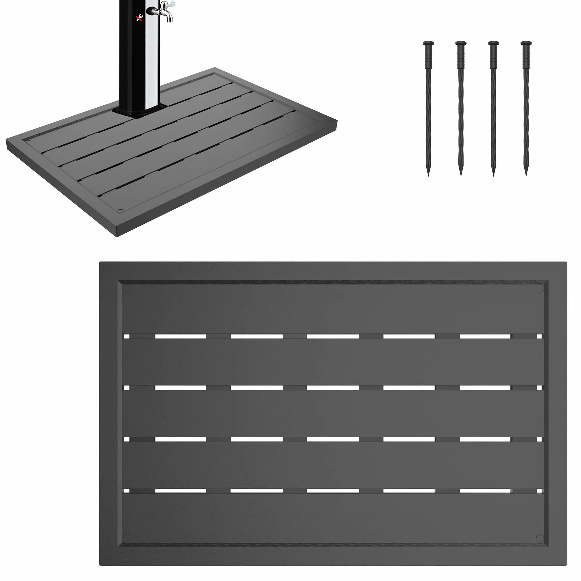 Suelo de plástico WPC antideslizante 100x56x4 cm para escalera de piscina