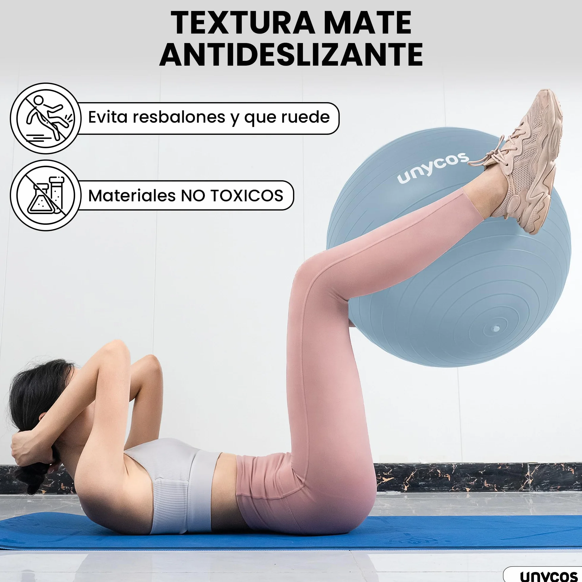 Pelota de Pilates Fitball Antideslizante Anti-Burst 55cm 65cm 75cm PVC Extra Grueso 300 kg