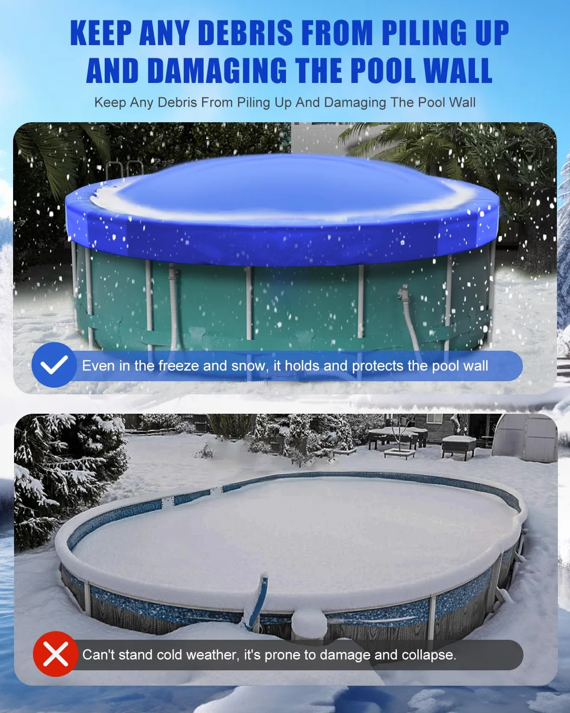 Cojín de Piscina de Invierno Rectangular Inflable Flotante 120 x 240 cm con Válvula de Seguridad