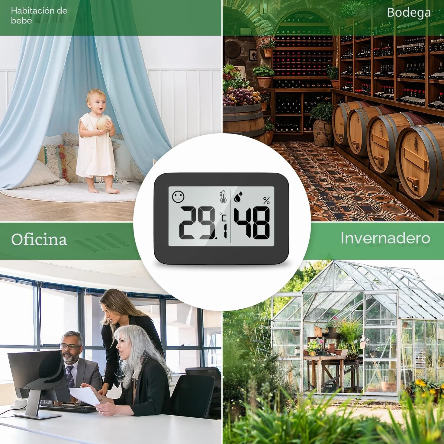 Doomay Mini Higrómetro Termómetro Interior, Medidor de Humedad Digital con Botón de Interruptor Celsius Fahrenheit, Monitor de Temperatura