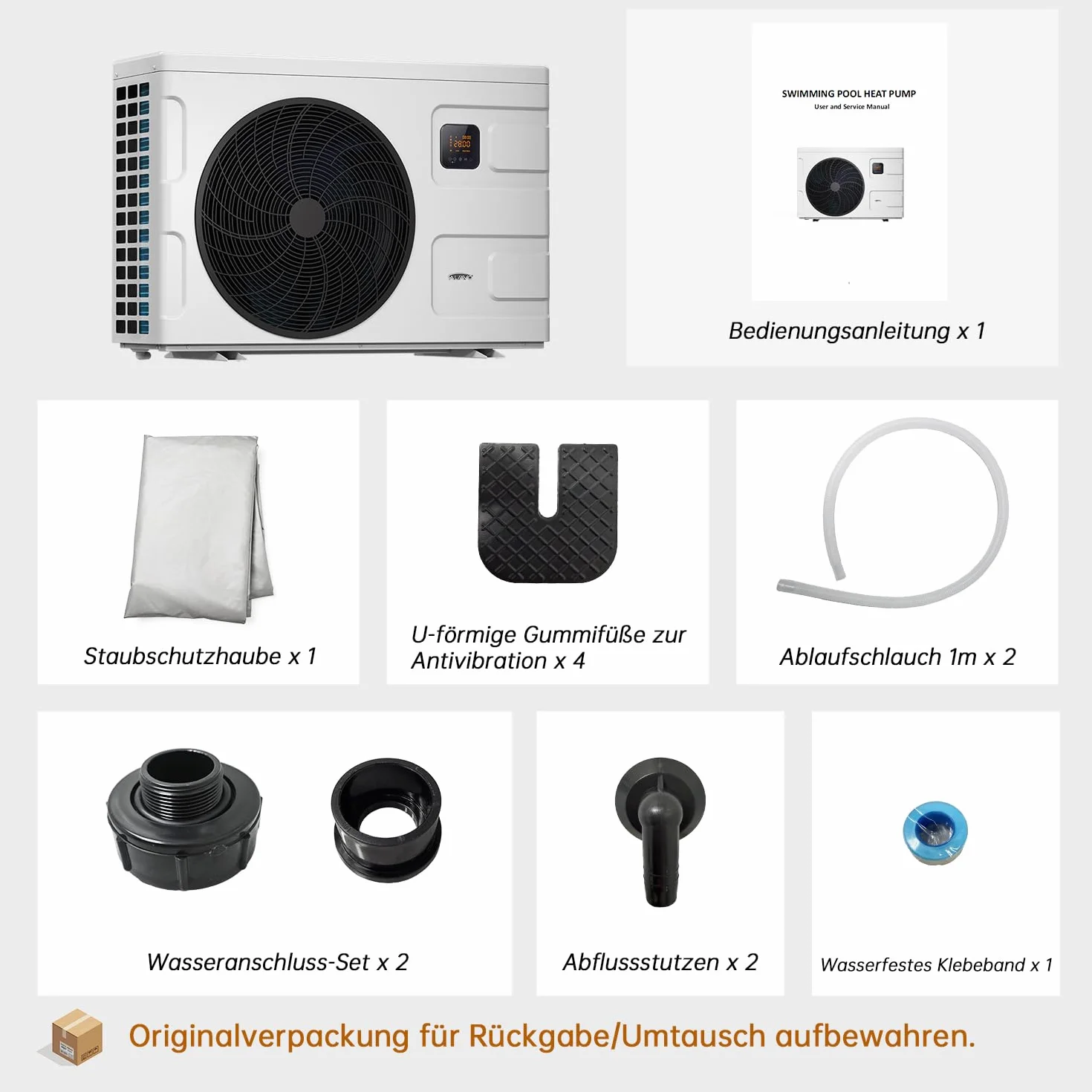 INVERBOOST Bomba De Calor para Piscina Inverter 9,5 kW, Cop 16, WiFi, Control por Voz