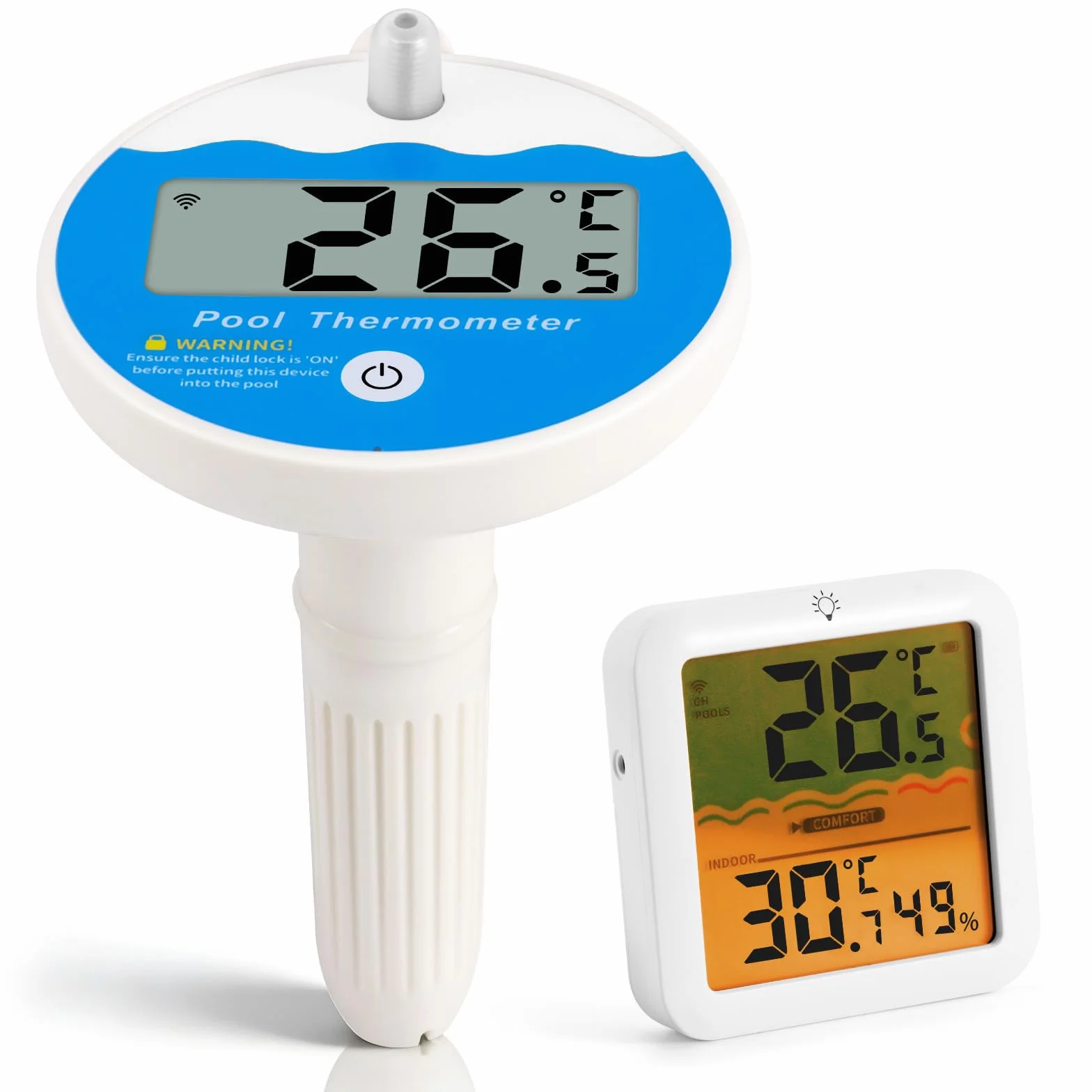 ALLOMN Termómetro digital para piscina inalámbrico IP68 medidor de temperatura del agua