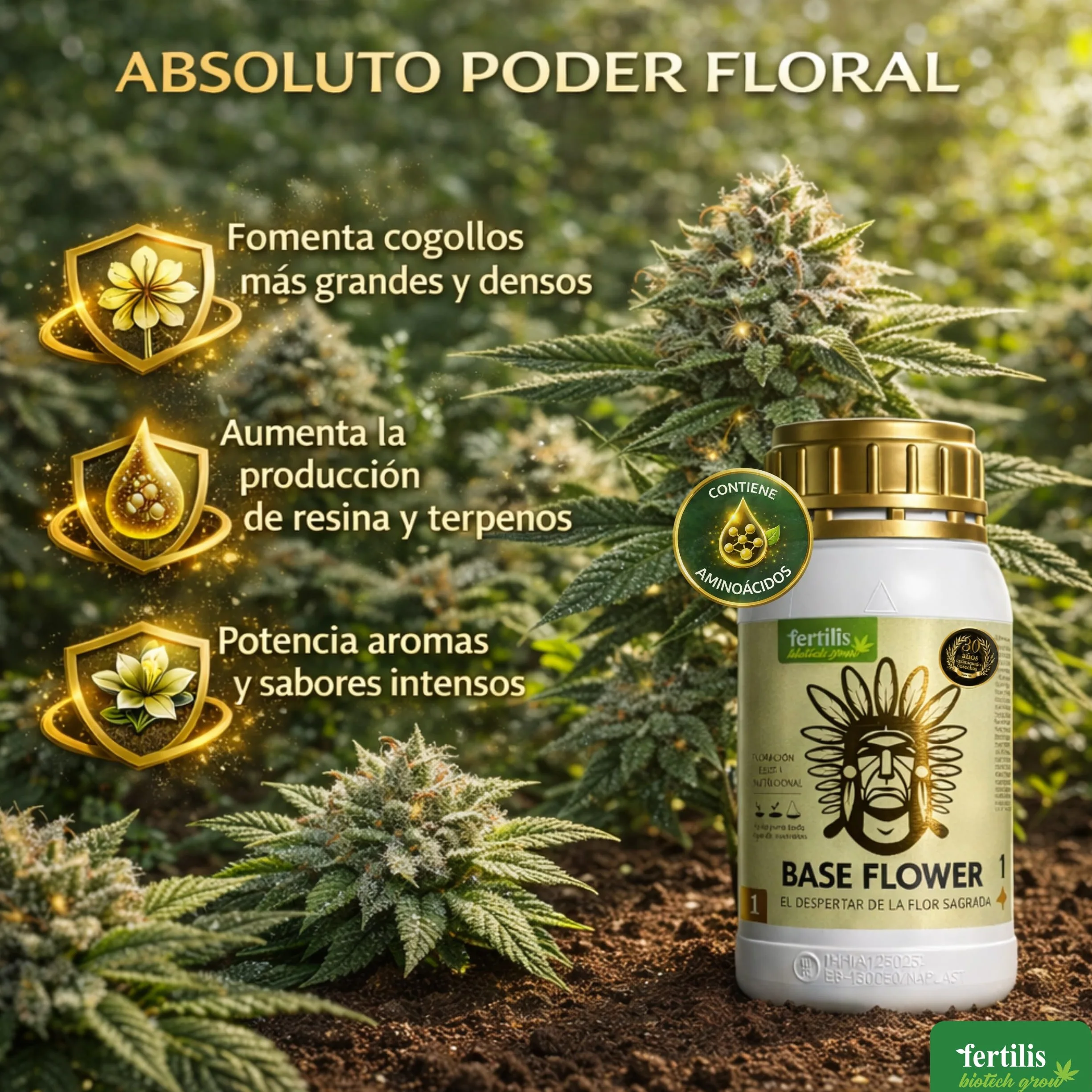 Fertilizante Base Flower Profesional NPK 1.5-5.5-5.5 para Plantas con Flores Grandes 500ml