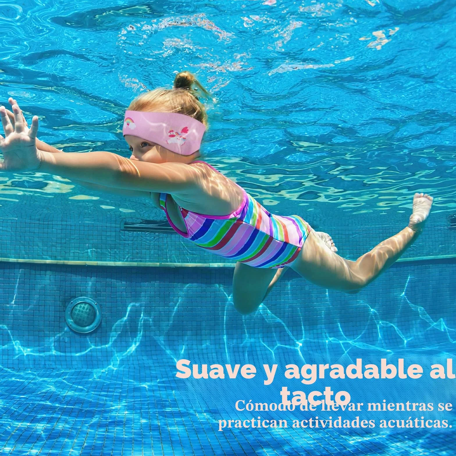 HeySplash Banda para Cabeza de Natación de Neopreno para Niños, Diadema Ajustable Antideslizante para Surf Buceo