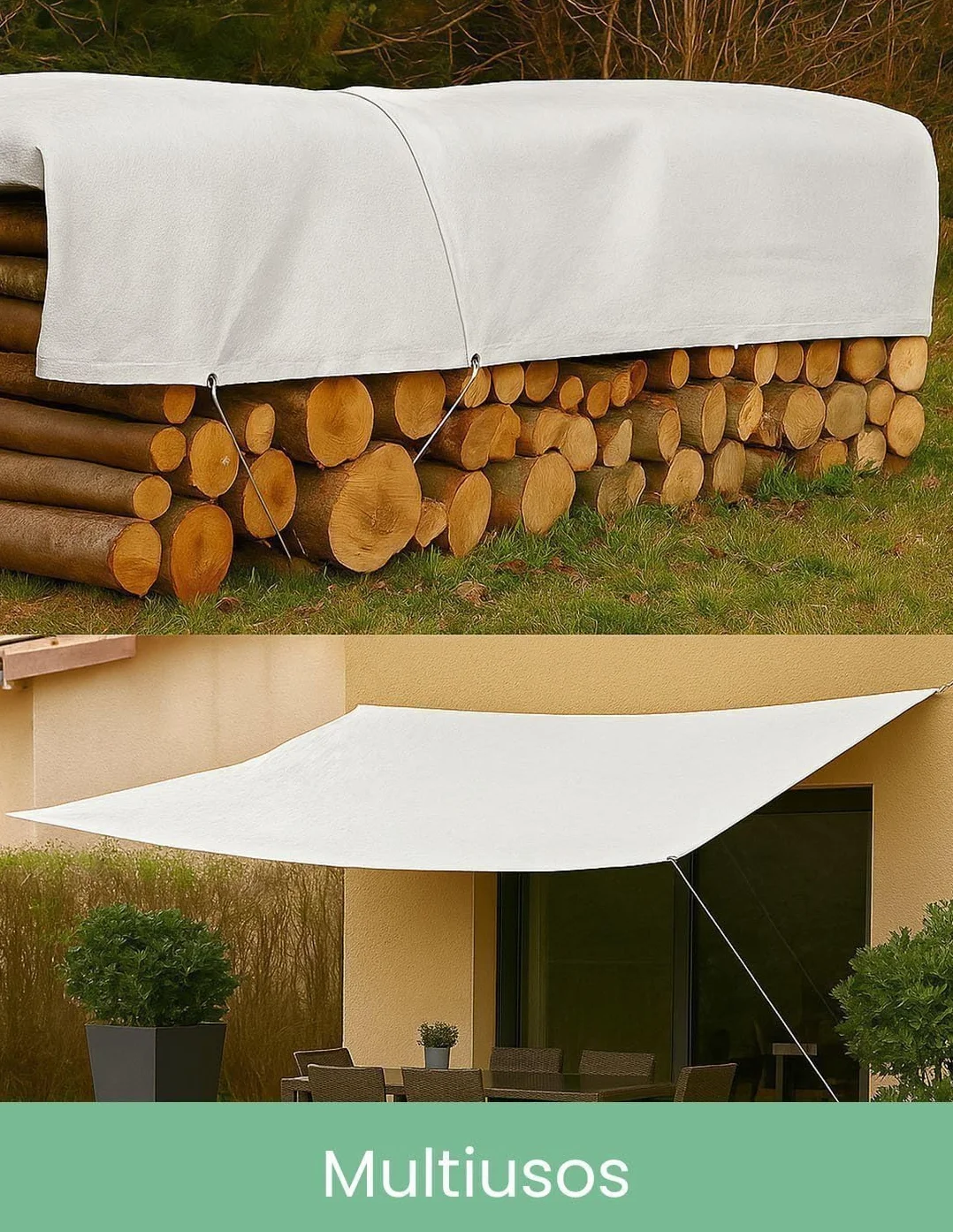 Toldo Reforzado Impermeable 3x5m Blanco con Ojales JARDIN202
