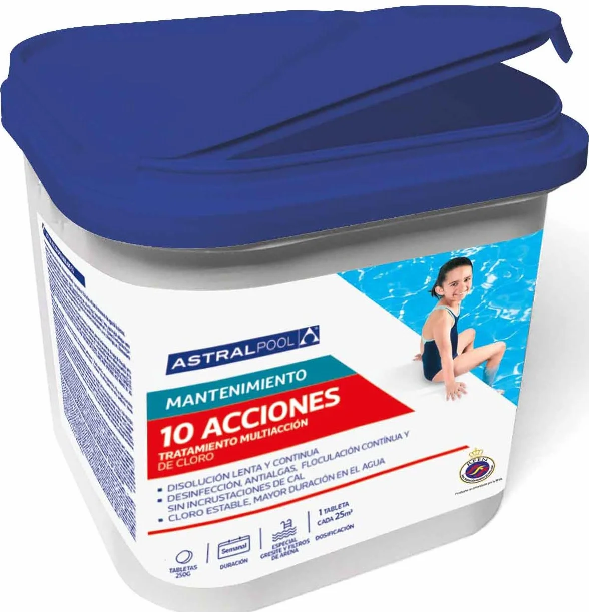 Cloro10 Acciones ASTRALPOOL de Disolución Lenta y Continua 5kg - Tratamiento Multiacción - Especial Gresites y Filtros de Arena-