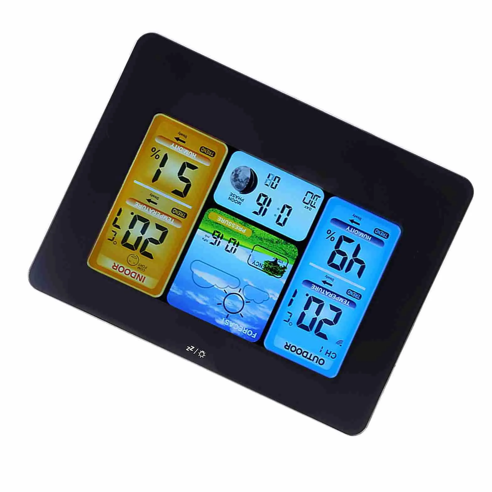 Cocoarm Estación Meteorológica Inalámbrica, Termómetro Digital para Interiores y Exteriores de Vidrio Revestido con Pantalla a Color, Alarma de Fase Lunar de Pronóstico del Tiempo, 6,7 X 1,2 X 5,1