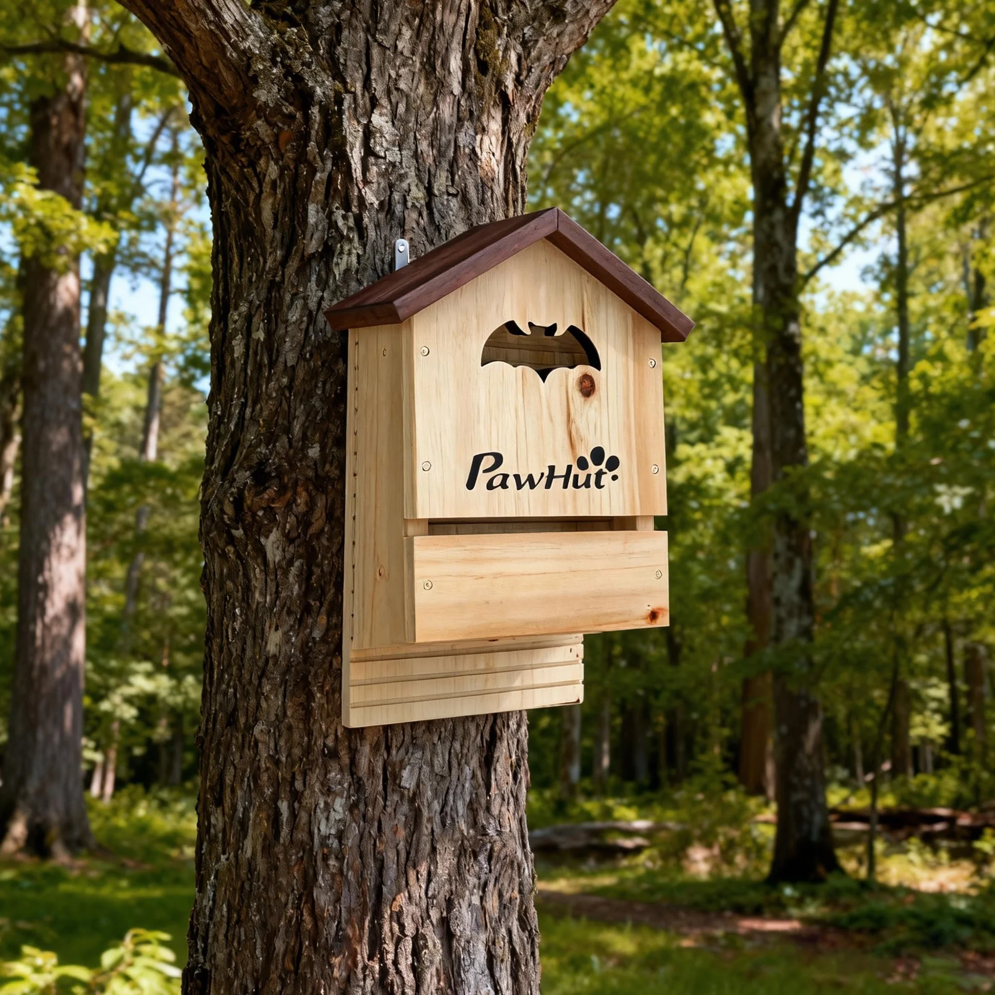 PawHut Caja de murciélagos 3 piezas de madera de abeto, casa de murciélagos para colgar en jardines, huertos, granjas 21,5 x 11,5 x 34 cm