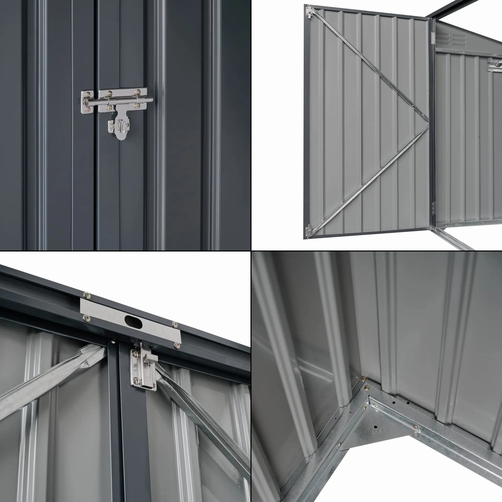 Cobertizo para Cubo de Basura Triple 240 L Acero Galvanizado 237x101x131 cm Gris Oscuro