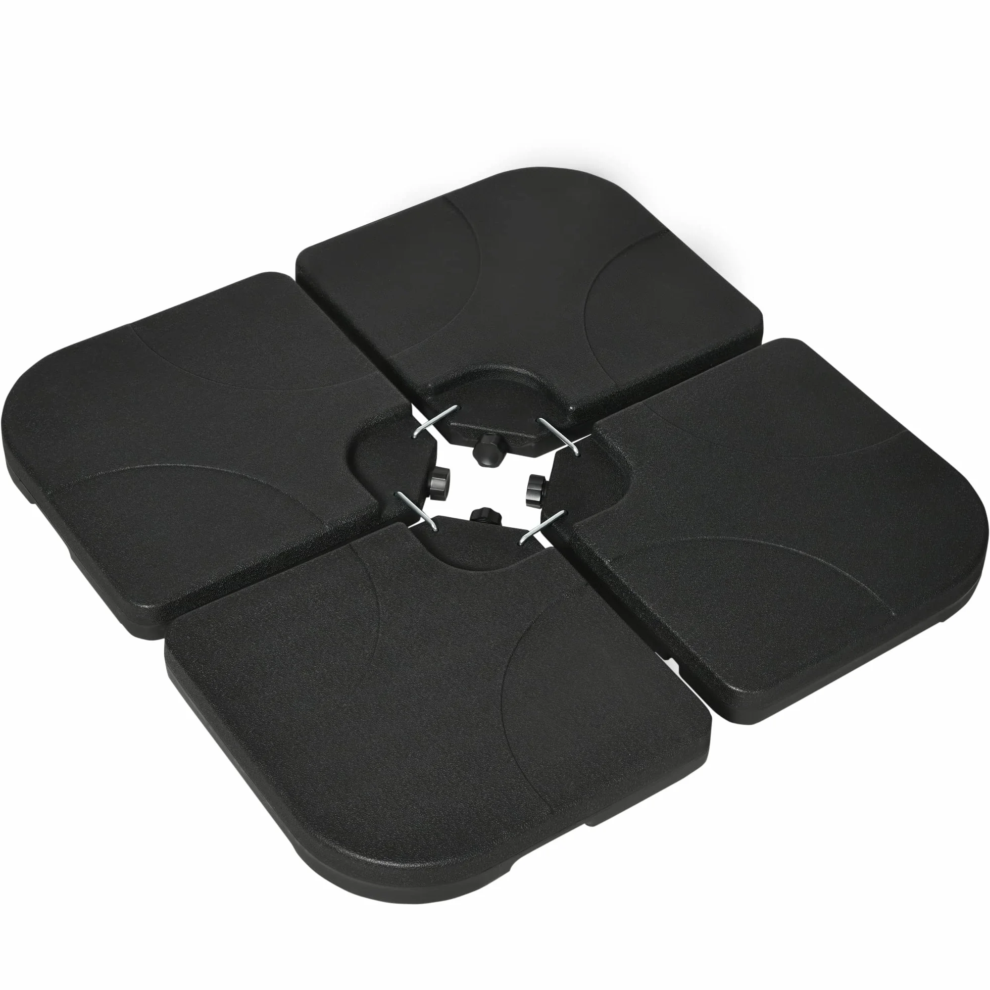 Outsunny Peso para Base de Sombrilla Rellenable para Base Cruzada Negro | 4 Piezas, para Sombrilla Excéntrica Cuadrado, Agua 15 L, Arena 19,5 kg