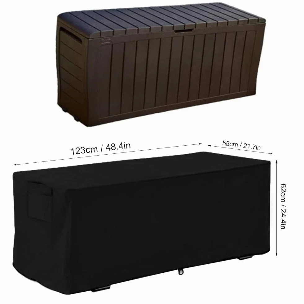 Cubierta Impermeable para Caja de Almacenamiento de Jardín 123x62x55cm Negro