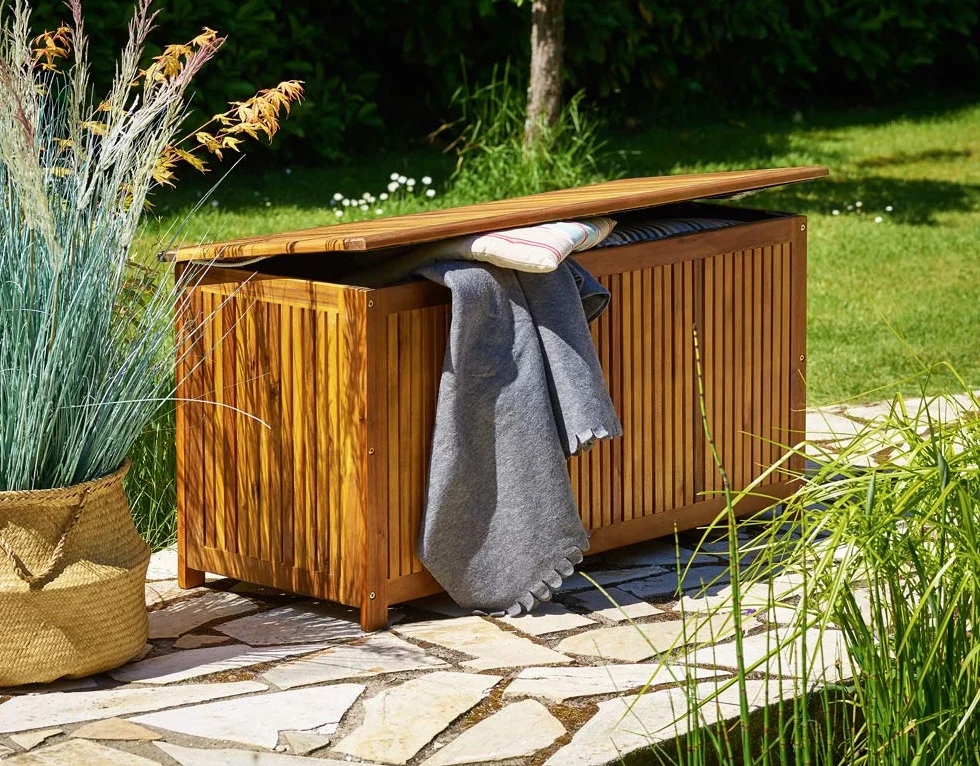 CASARIA Baúl Almacenaje Exterior 205L Madera Acacia 115x50x59cm Jardín