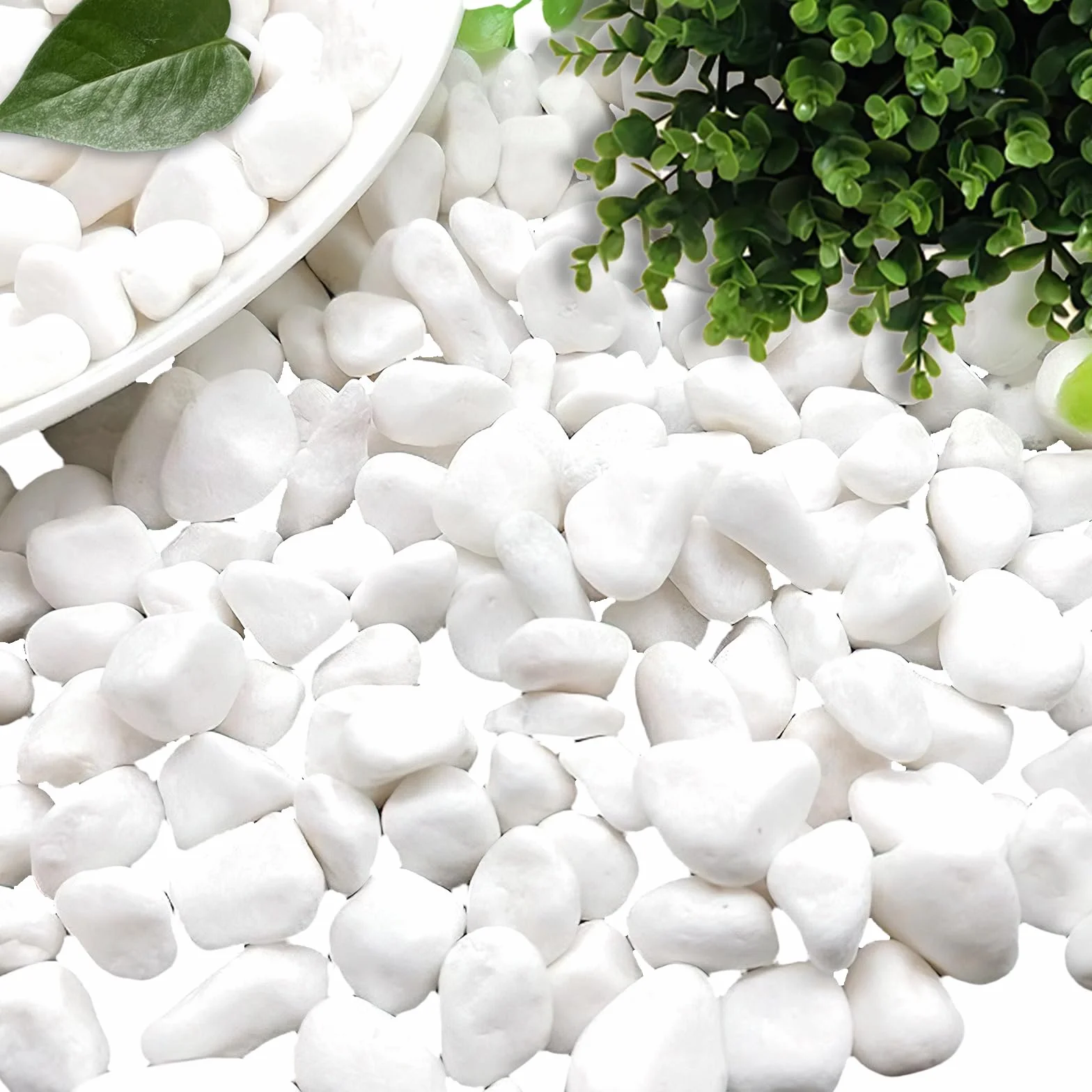 Grava Blanca Decorativa 500g, Mini Piedras Decorativas, Pequeños Guijarros Blancos para Macetas Jardines Acuarios