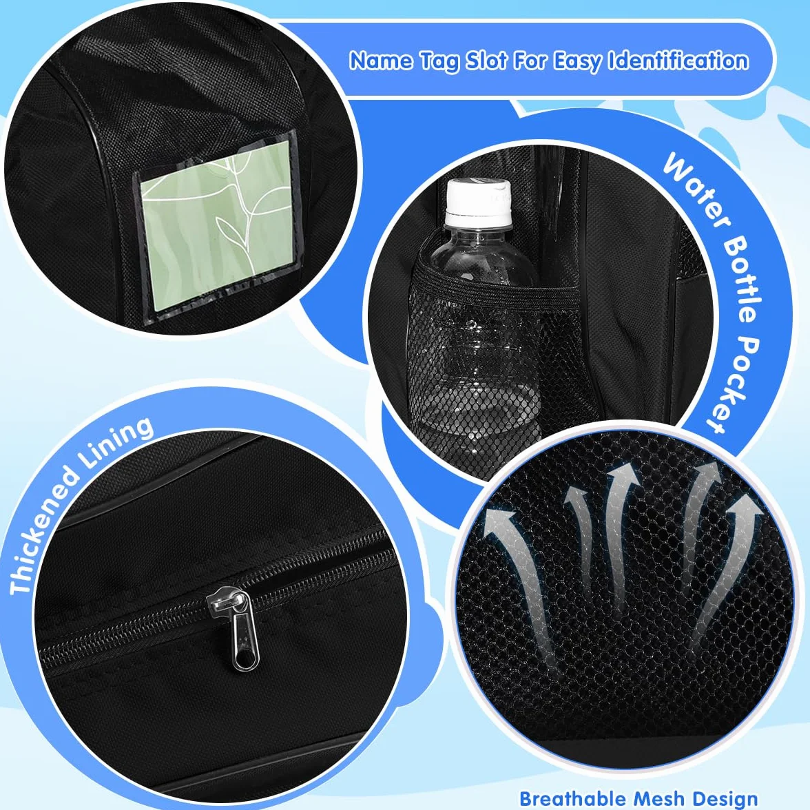 Mochila para Patines en Línea 3 Compartimentos Casco Protecciones Negro