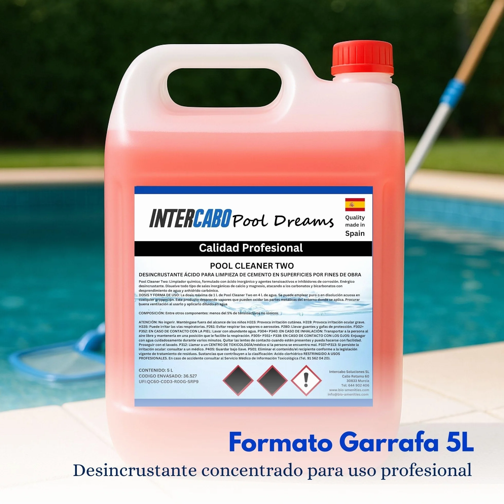 Desincrustante Químico Garrafa 5L para Piscinas y Limpieza Industrial
