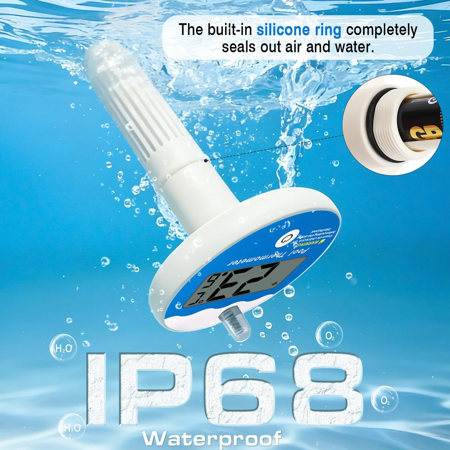 Termómetro Flotante para Piscina IP68 Impermeable Inalámbrico Bajo Consumo Alcance 100m