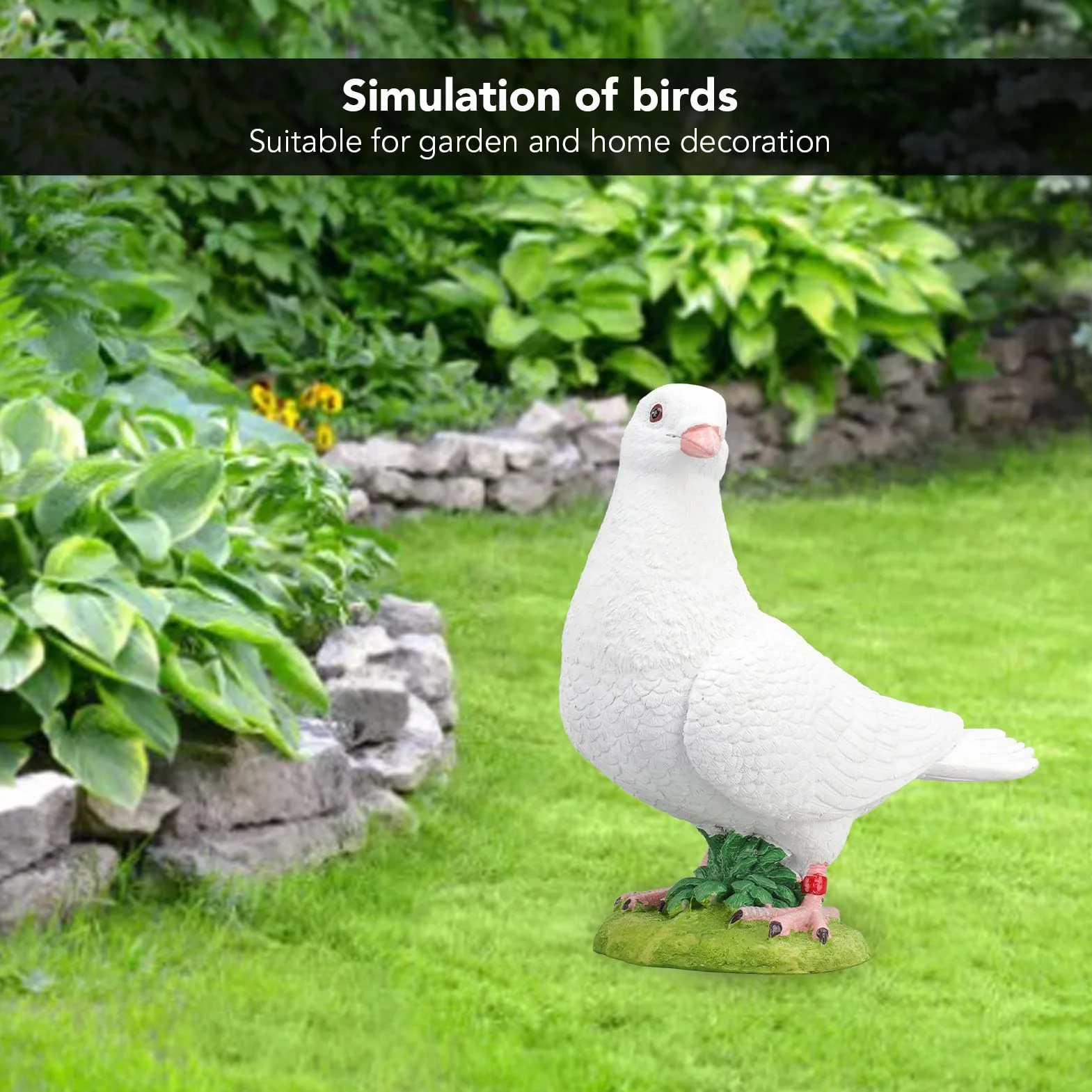 Buachois Modelo de Paloma Blanca, Adorno de jardín de Modelo de pájaro de Resina sintética, artesanía de Resina rústica de pájaro de simulación vívida para decoración de Vacaciones en el hogar(#1)