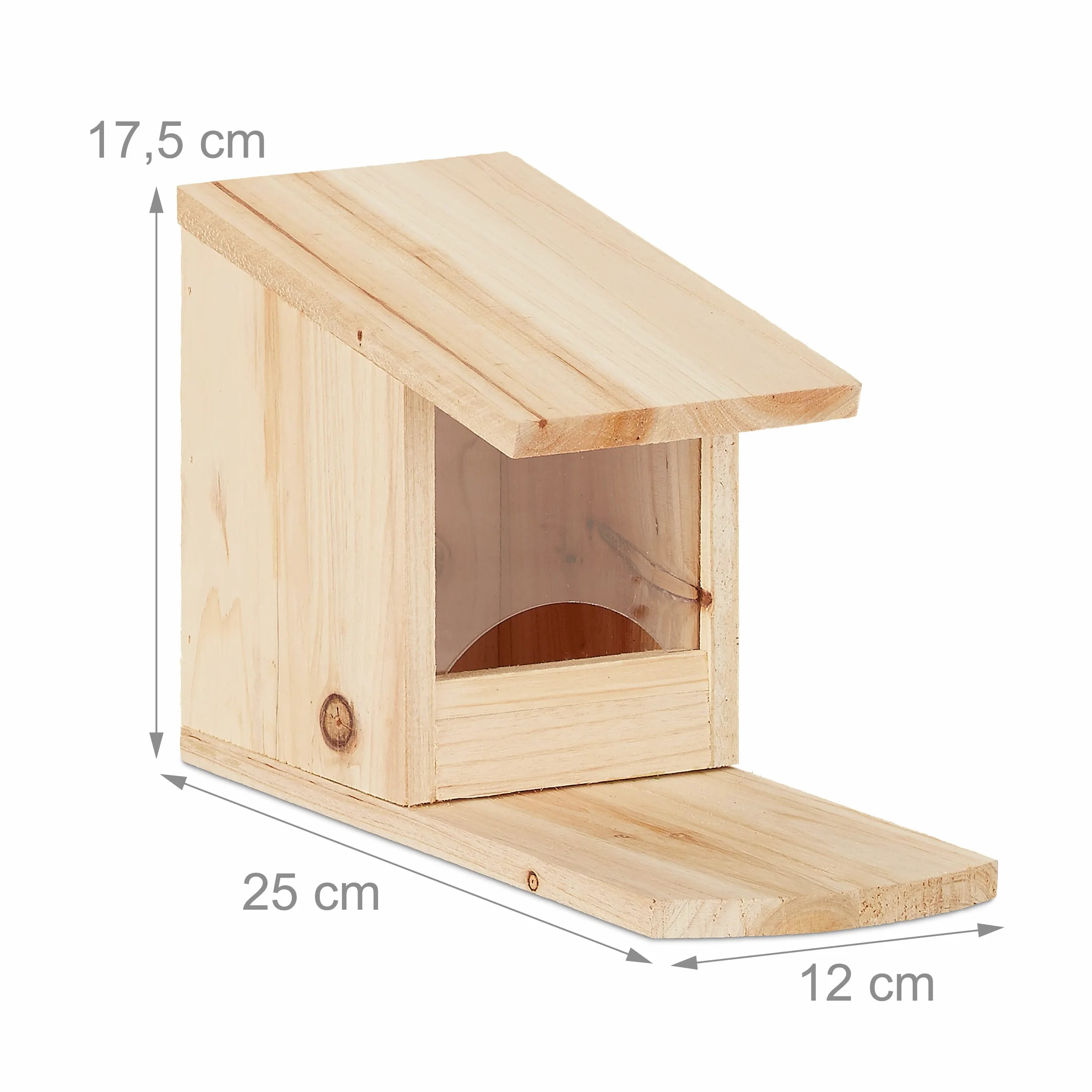 Relaxdays Comedero para Ardillas de Pie, Madera de Abeto, 17,5 x 12 x 25 cm
