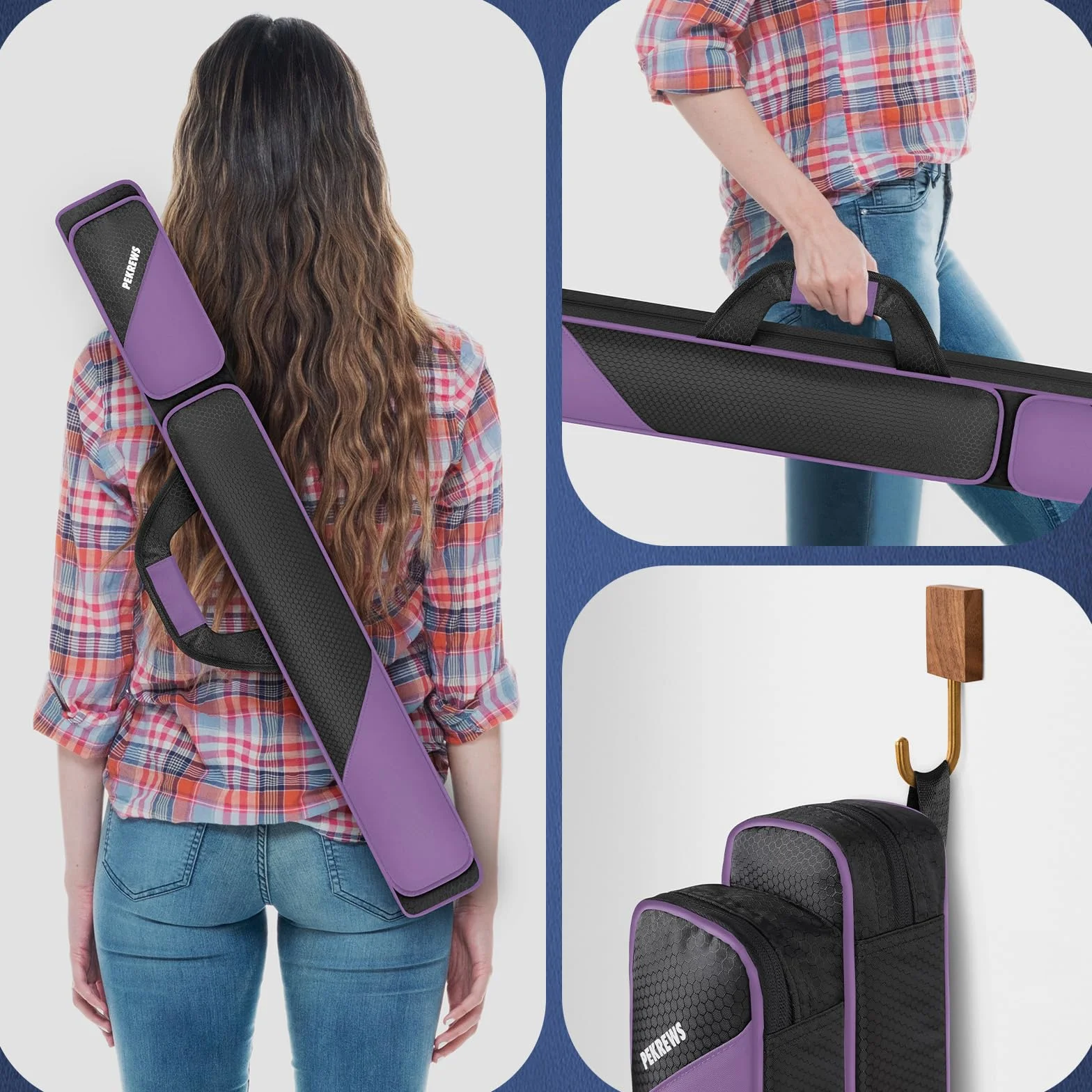 Funda para Tacos de Billar PEKREWS, Bolsa para 2 Palos con 2 Bolsillos, Poliéster Resistente