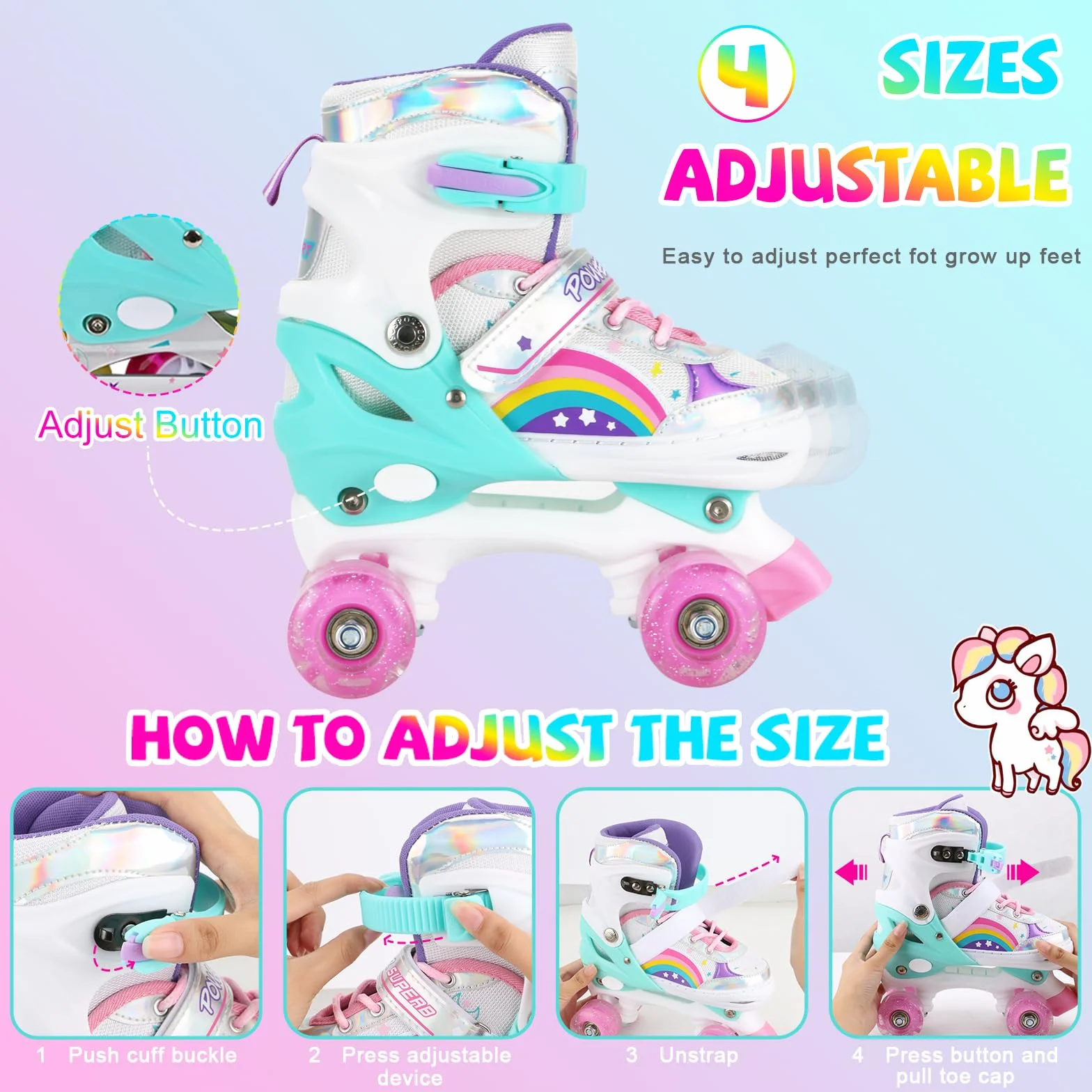 Patines en Línea para Niños con Ruedas Iluminadas 4 Ruedas