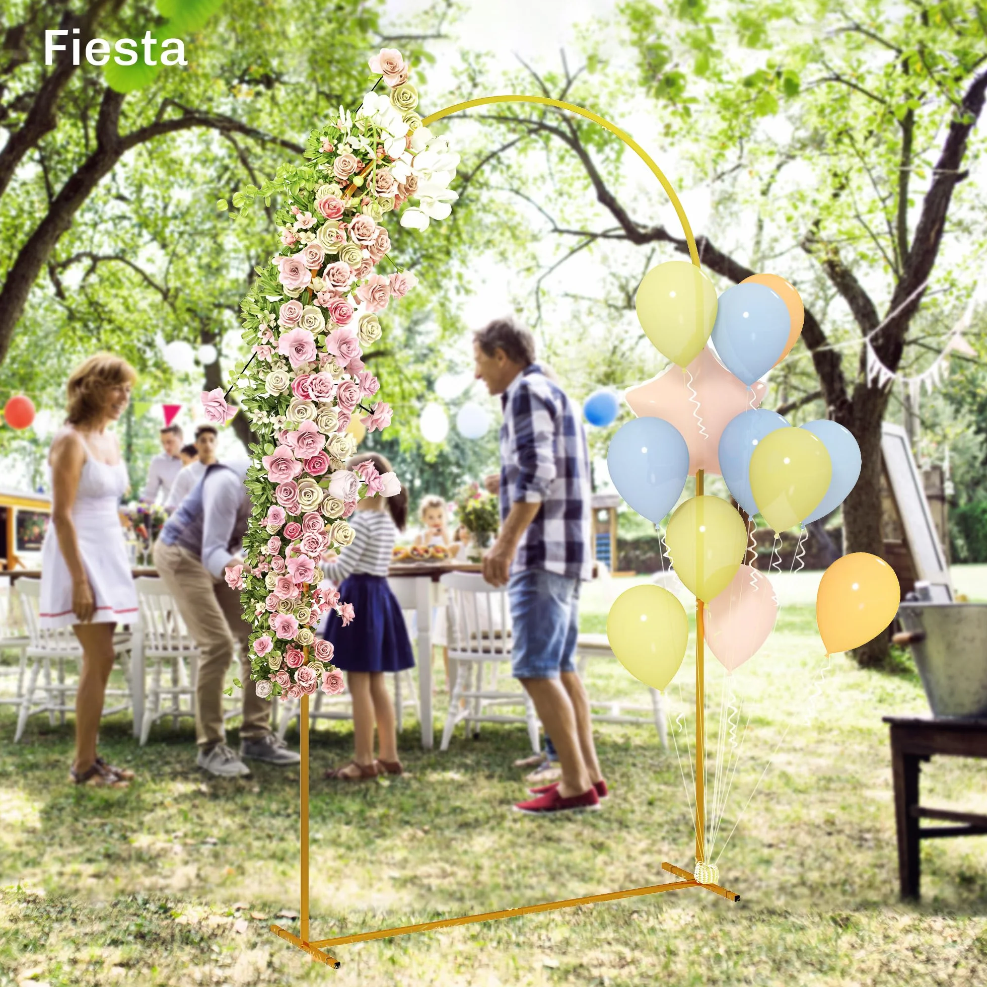 Outsunny Arco de Jardín de Metal 120x40x220 cm Dorado para Rosas Plantas Trepadoras