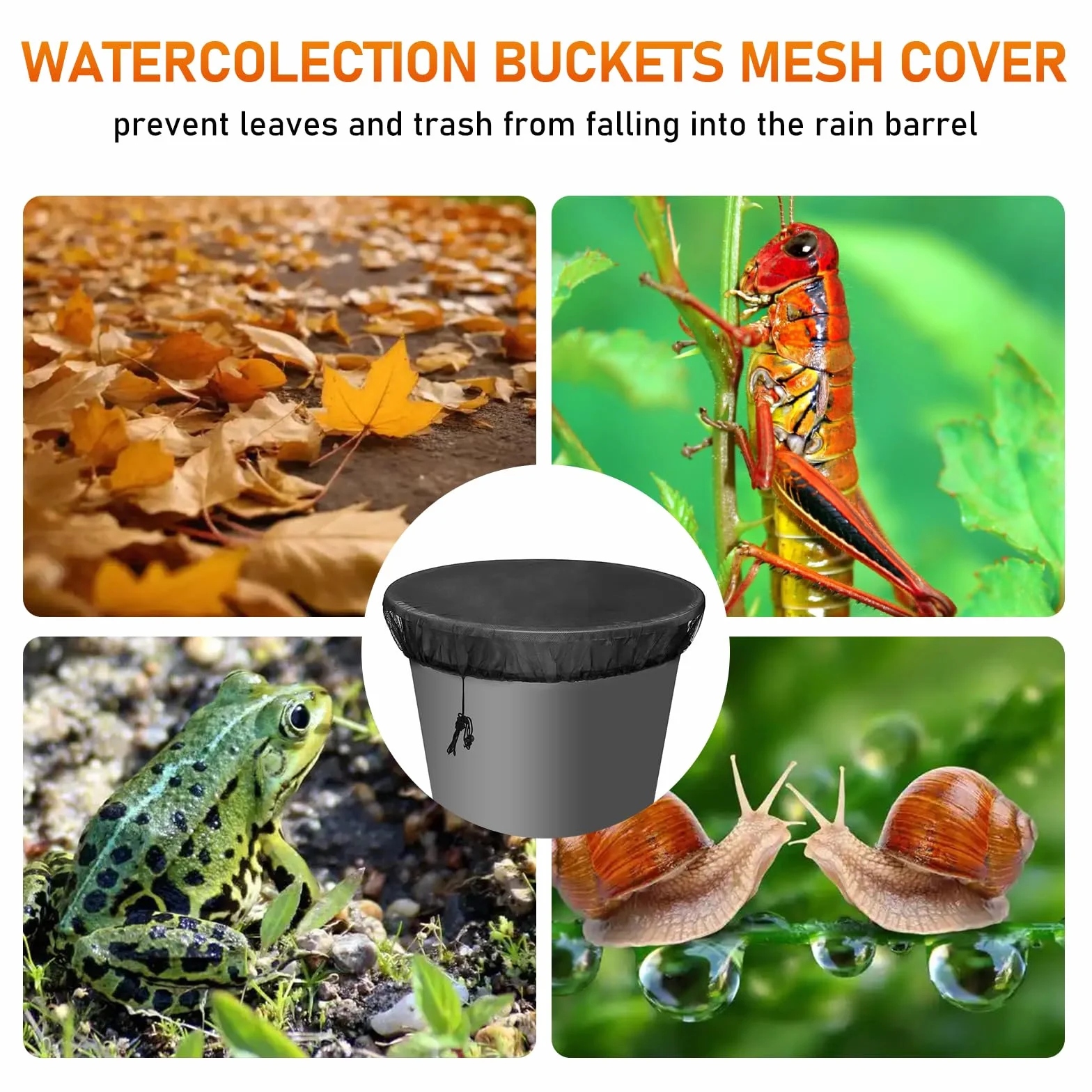 Red para Depósito de Agua de Lluvia 100 cm Cubierta Antiinsecto con Cuerda de Tracción 2 Piezas