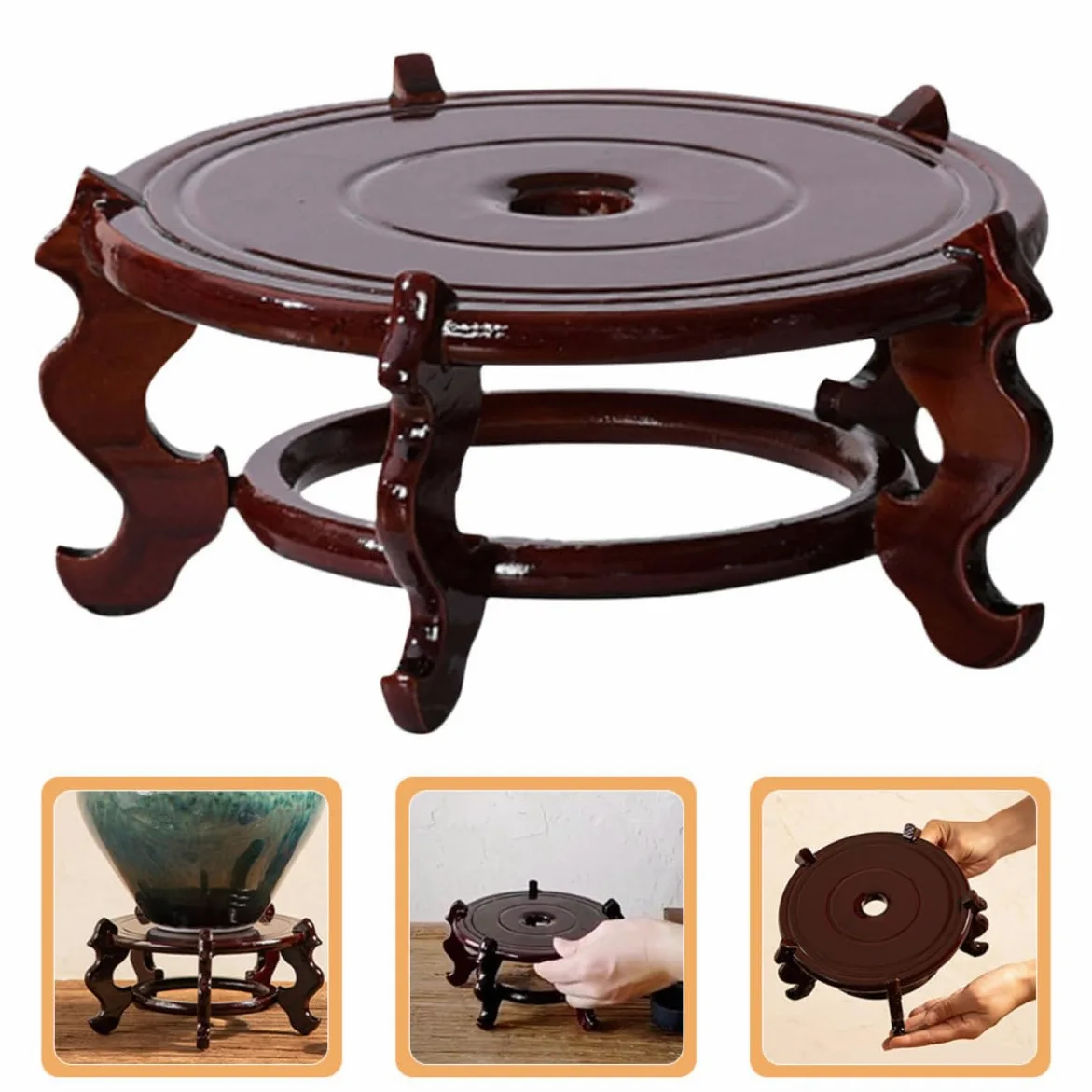 Soporte y Rústico para Pequeñas Patas Madera de Macetas Pedestal Decorativas Elevador para Plantas Interior Hogar