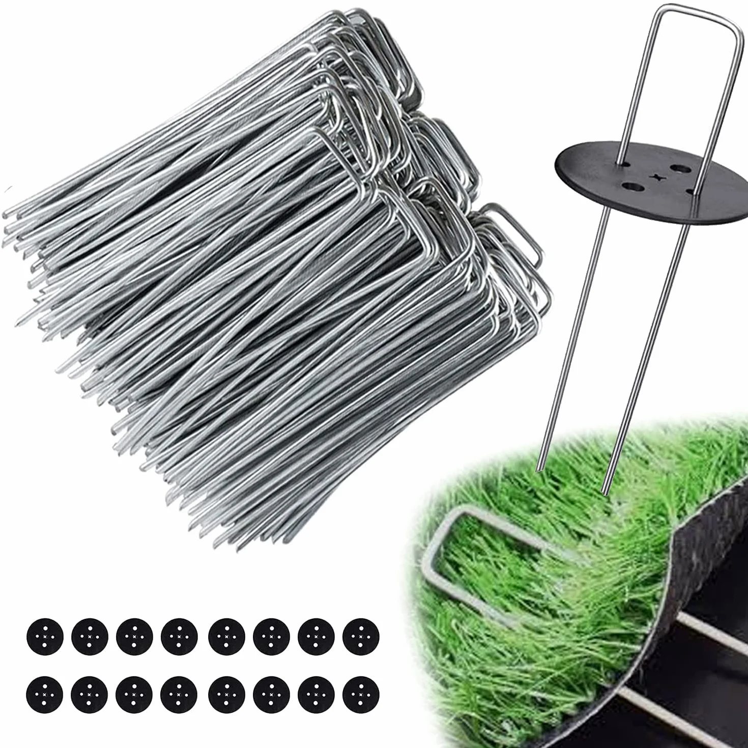 Grapas Césped Artificial Malla Antihierbas Jardín 100 Uds. Acero Inoxidable Galvanizados
