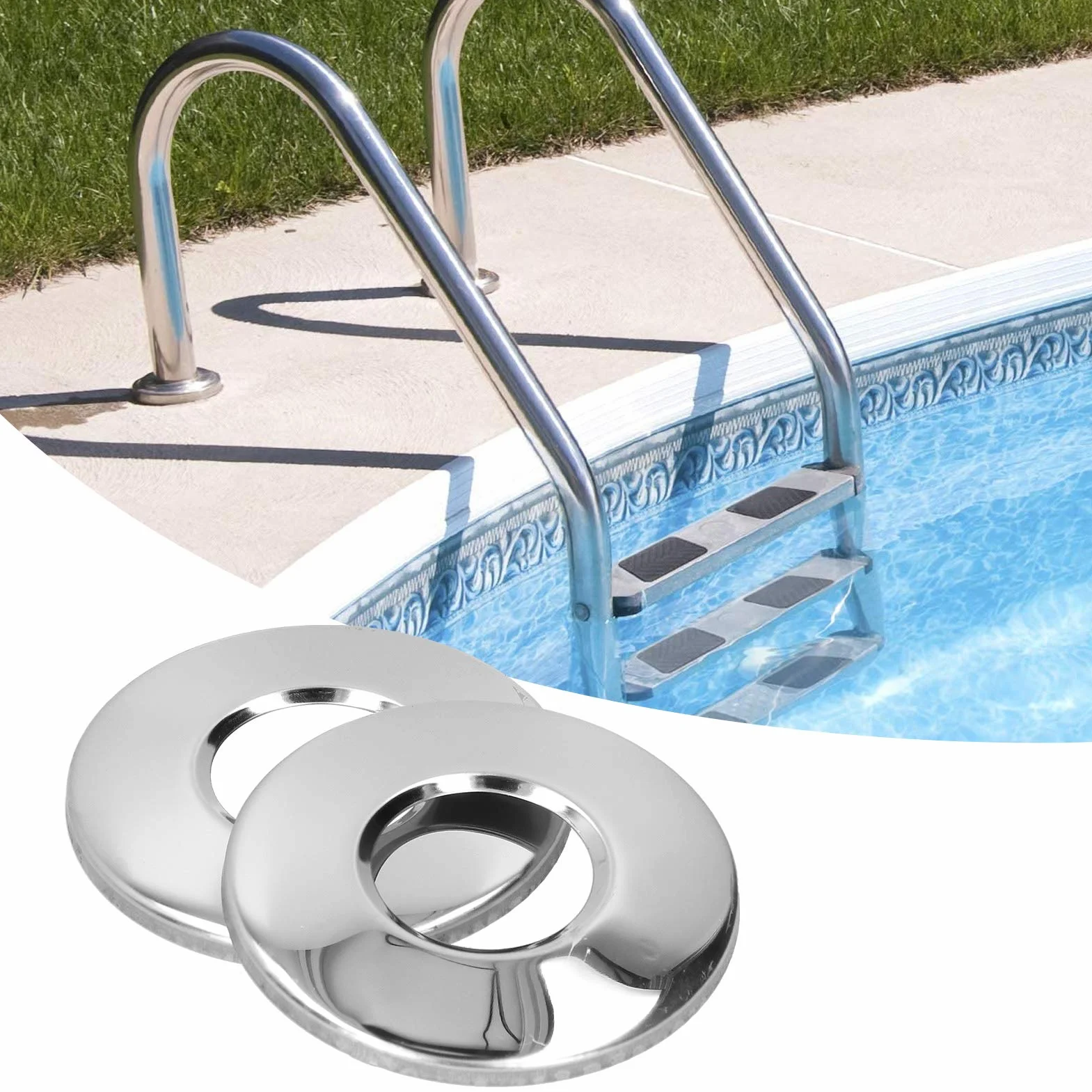 Placas de Acero Inoxidable para Escalera de Piscina y SPA, Paquete de 2, 5 cm