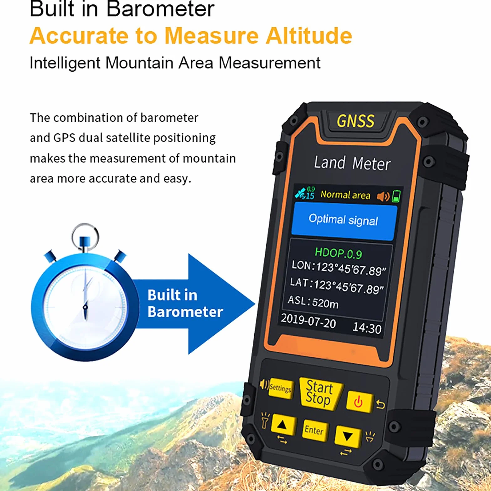 Medidor Terrestre GPS Equipo Topográfico con Pantalla LCD 2,8'' Chip Receptor GNSS Recargable