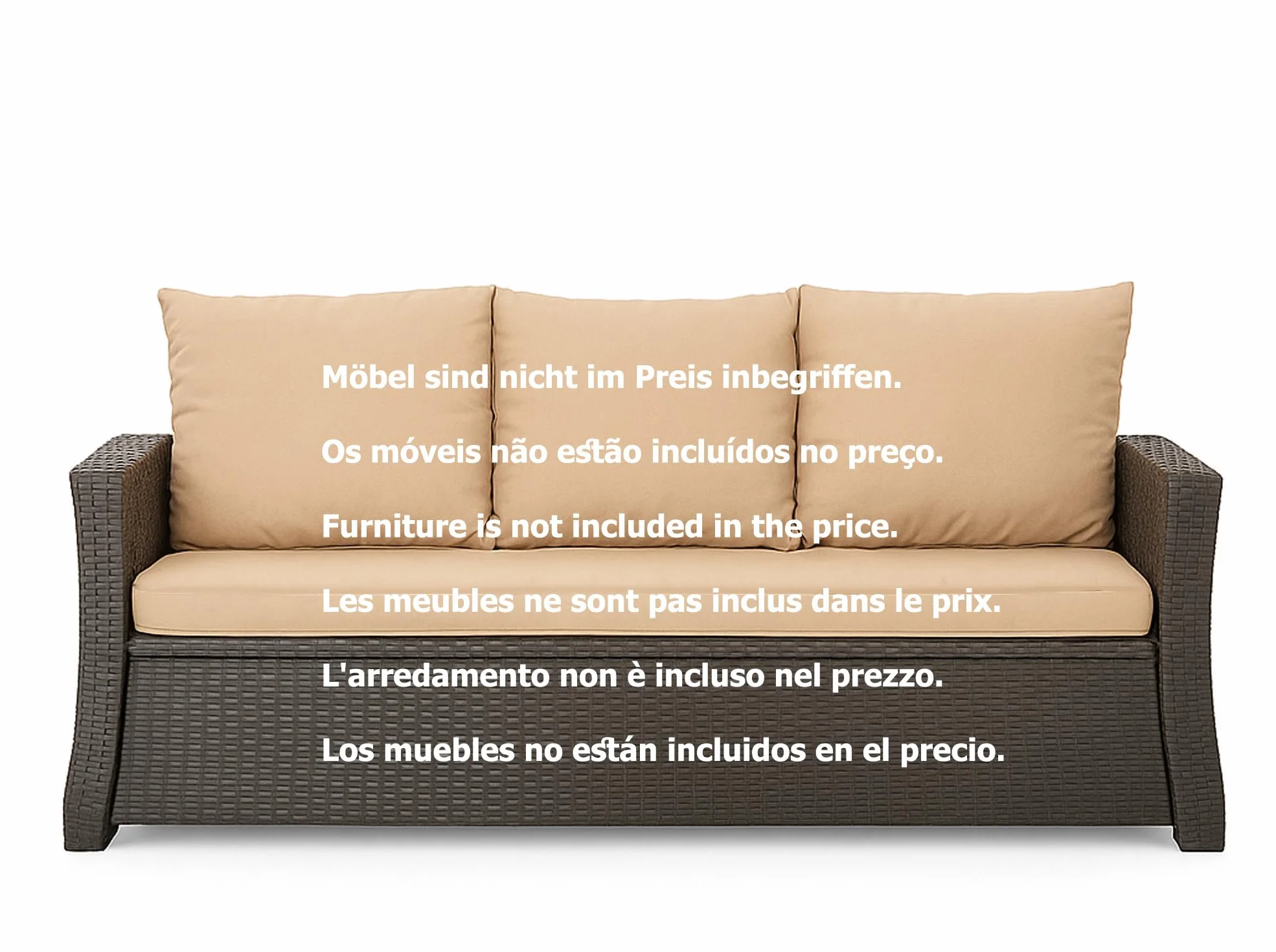 Cojín para banco de jardín de polirratán 110x60x50cm Beige