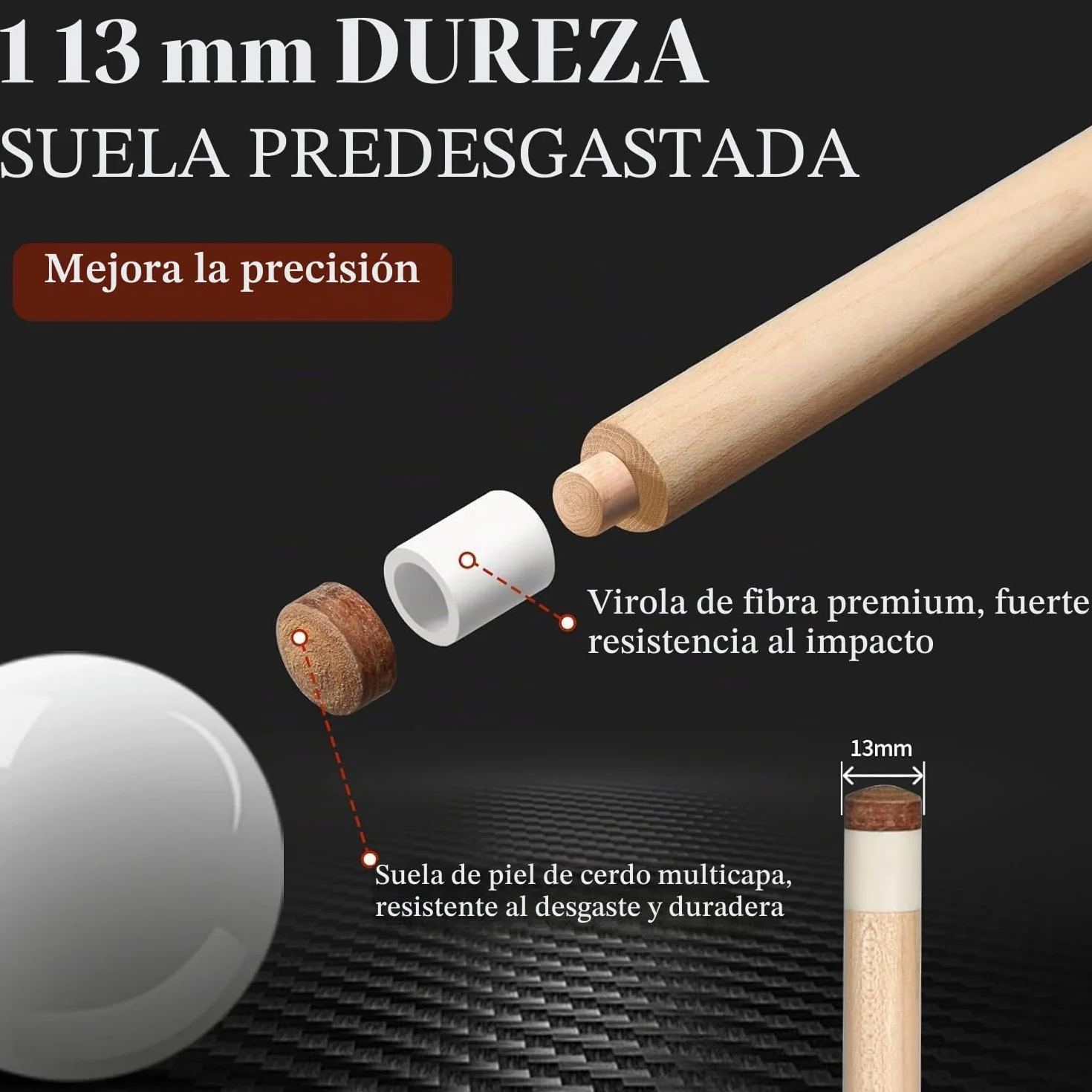AKLOT Palos de Billar Profesional Taco Extensión Telescópica Madera de Arce Canadiense 147cm 58 Pulgadas 538-590g 19-21 onzas Estuche