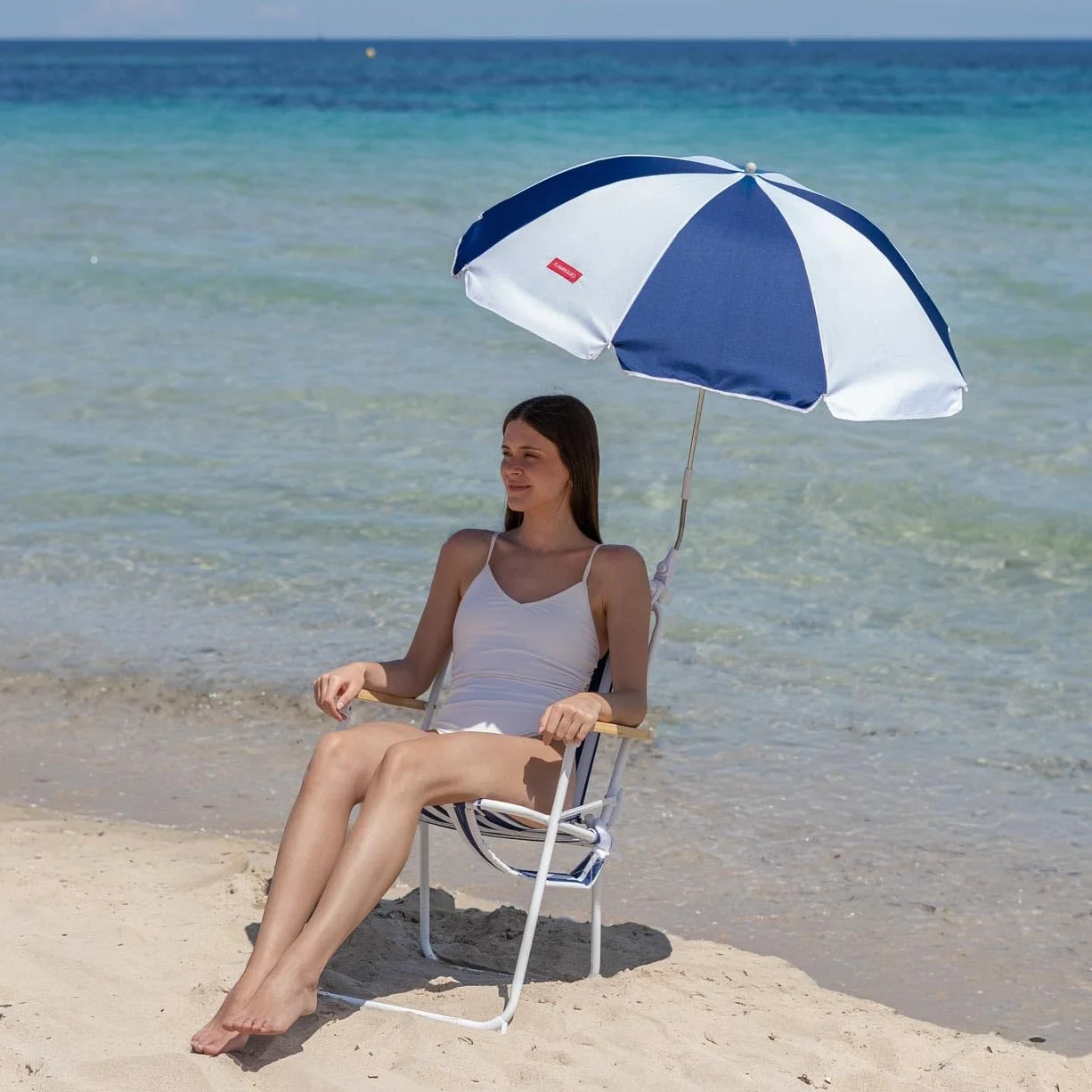 Flamingueo Sombrilla Playa Para Silla UPF 50+ Orientación Regulable Poliéster Waterproof Poste de Acero