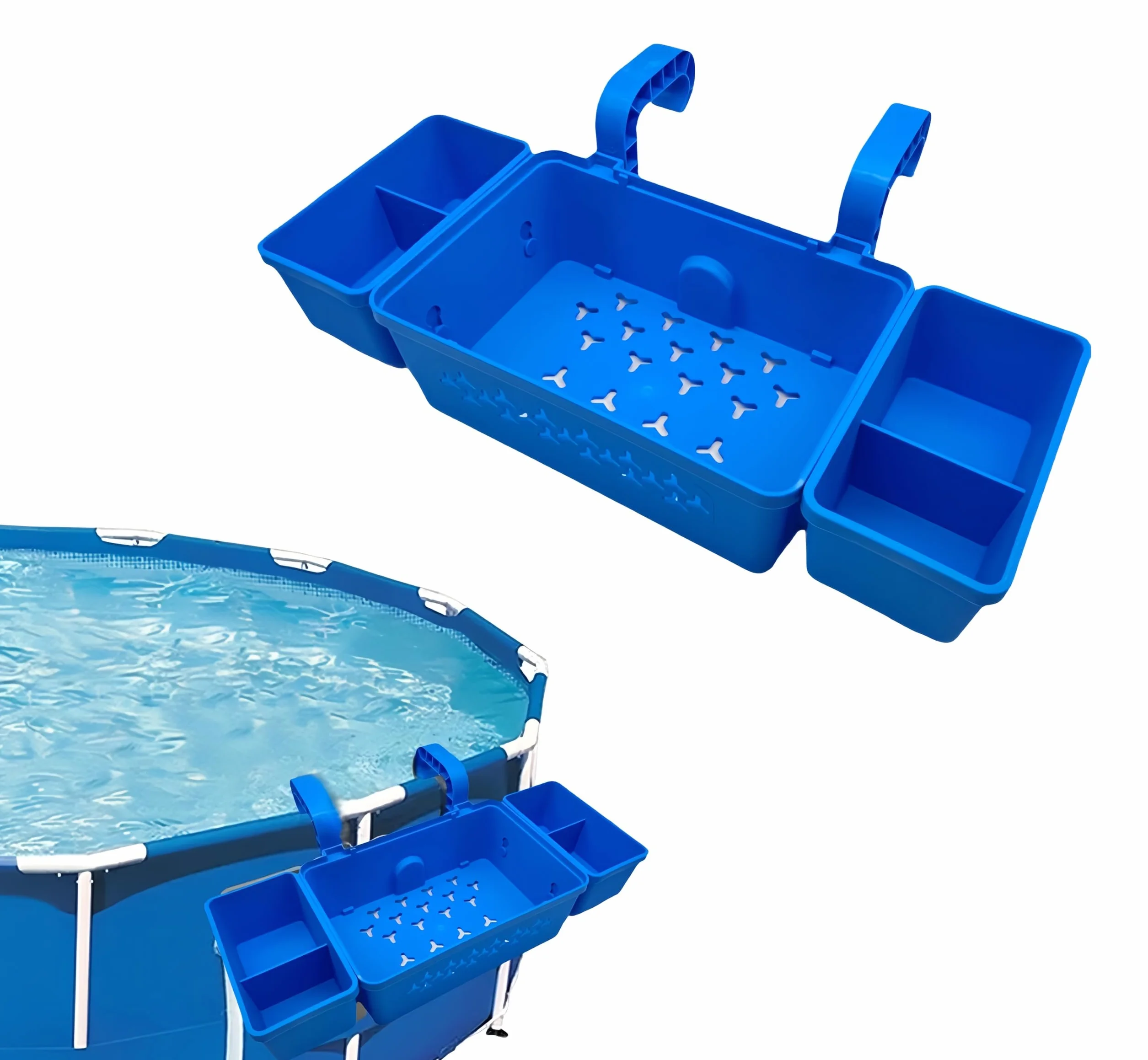Cesta a bordo de la piscina 42 x 21 x 13 cm almacenamiento para piscina fuera del suelo
