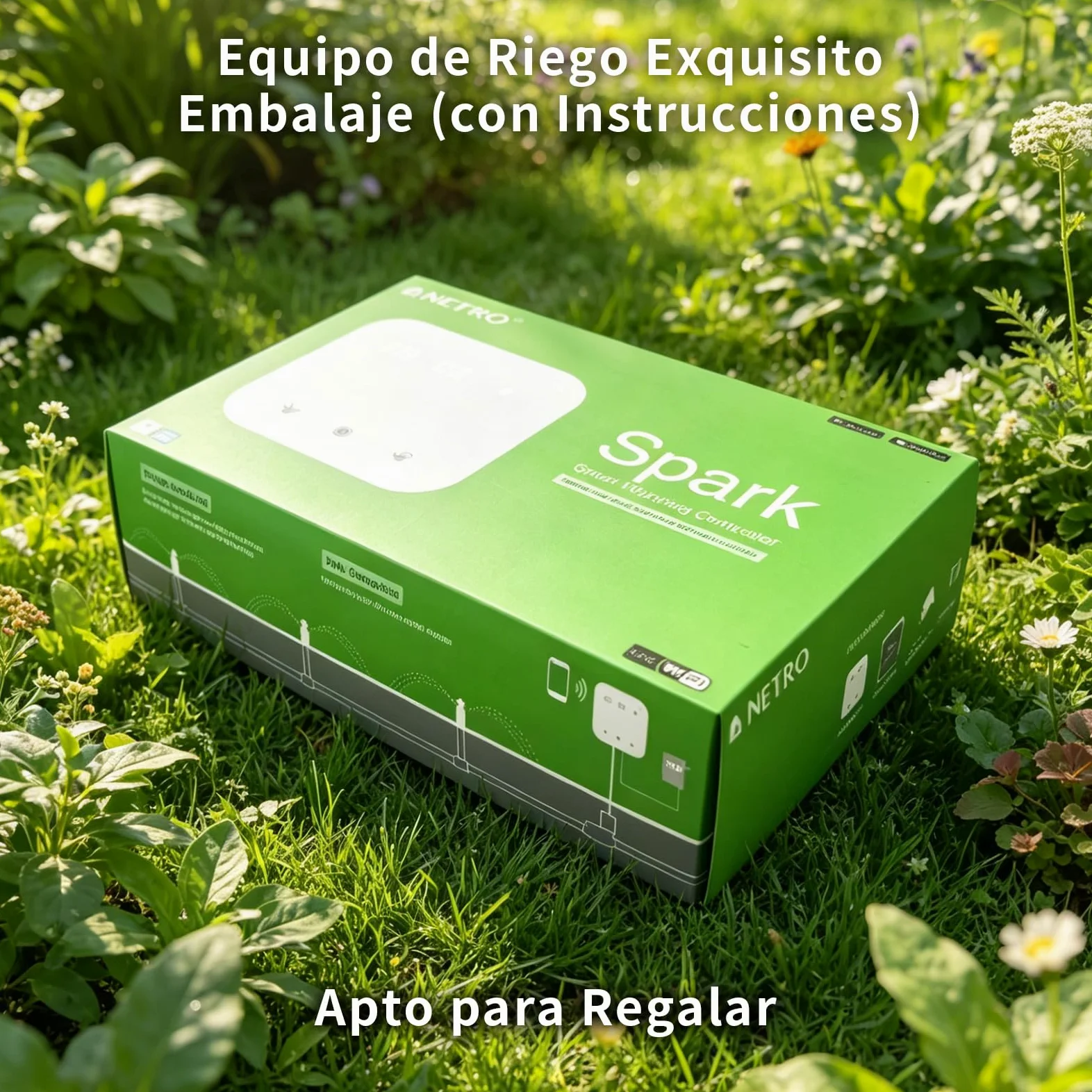 Netro Spark 16Zone Botones Touch Programador Riego WiFi Para Césped Con App | Serv Meteorol, Datos de Plantas,‌ Programa de Riego, Salto Lluvia, Riego Automático con Sensor Netro, Historial‌,Uso Interior