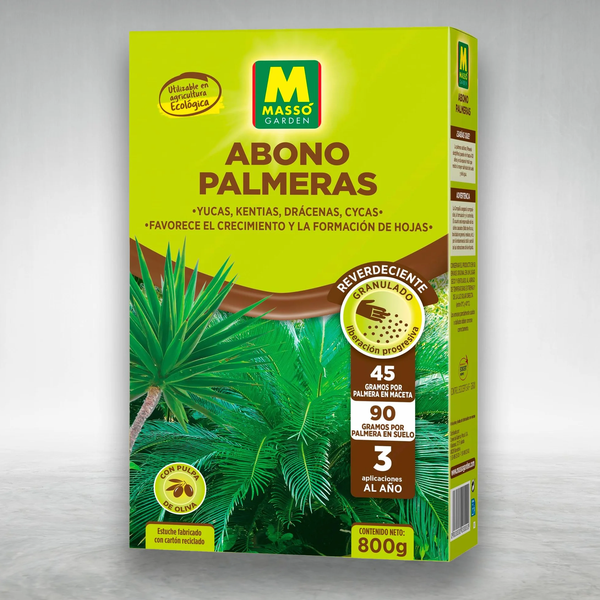 Abono Palmeras Ecológico Granulado 800g MUY EFICAZ Potencia Verdor Hasta 18 Palmeras Fertilización suave y progresiva sin riesgo de quemaduras Nexum Market