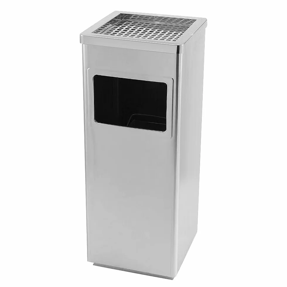 HUOLE Papelera con Cenicero Acero Inoxidable 48L 30x24x60cm Cubo Basura