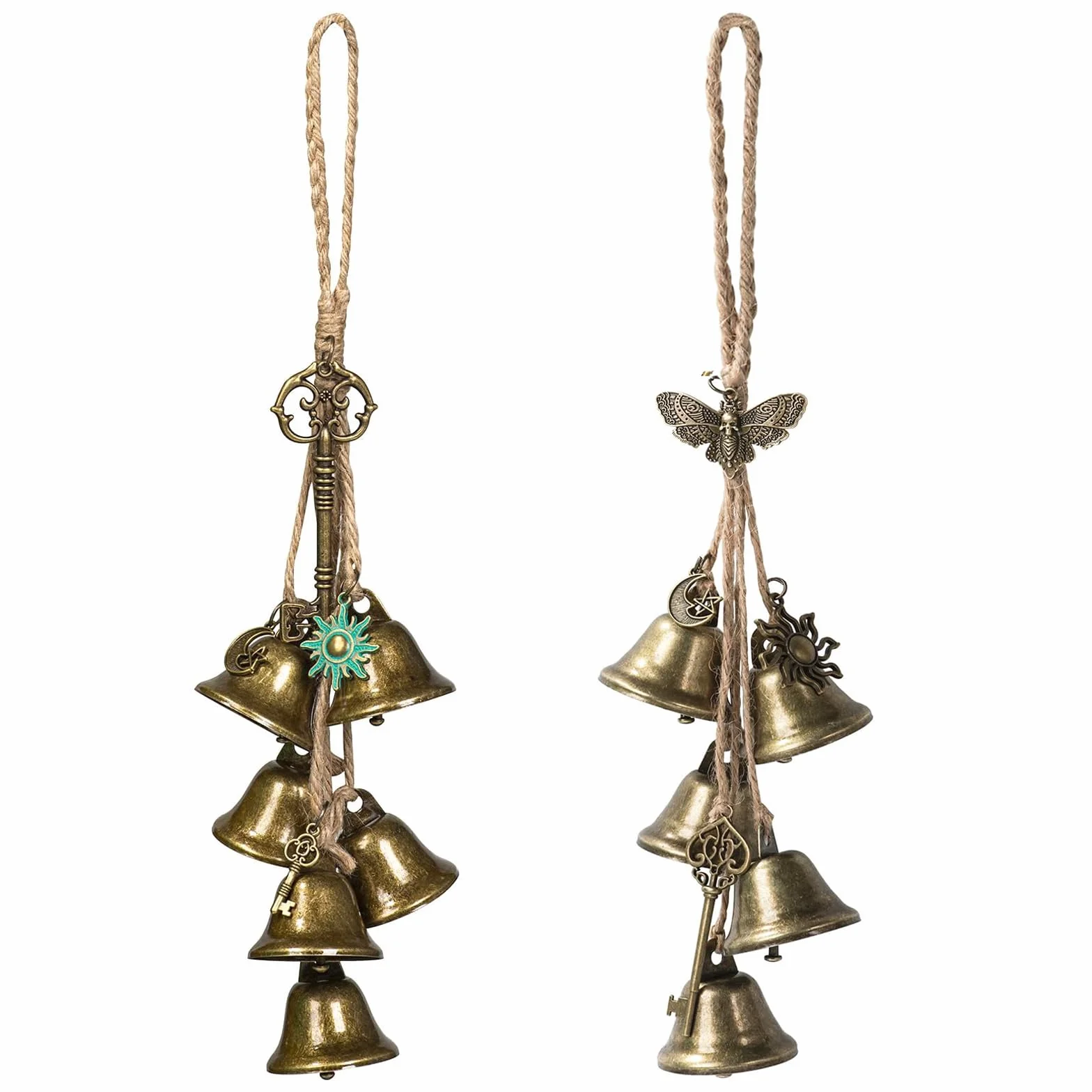 Campanas de Bruja para Jardín, Carillones de Viento de Metal, Decoración Colgante, 2 Piezas