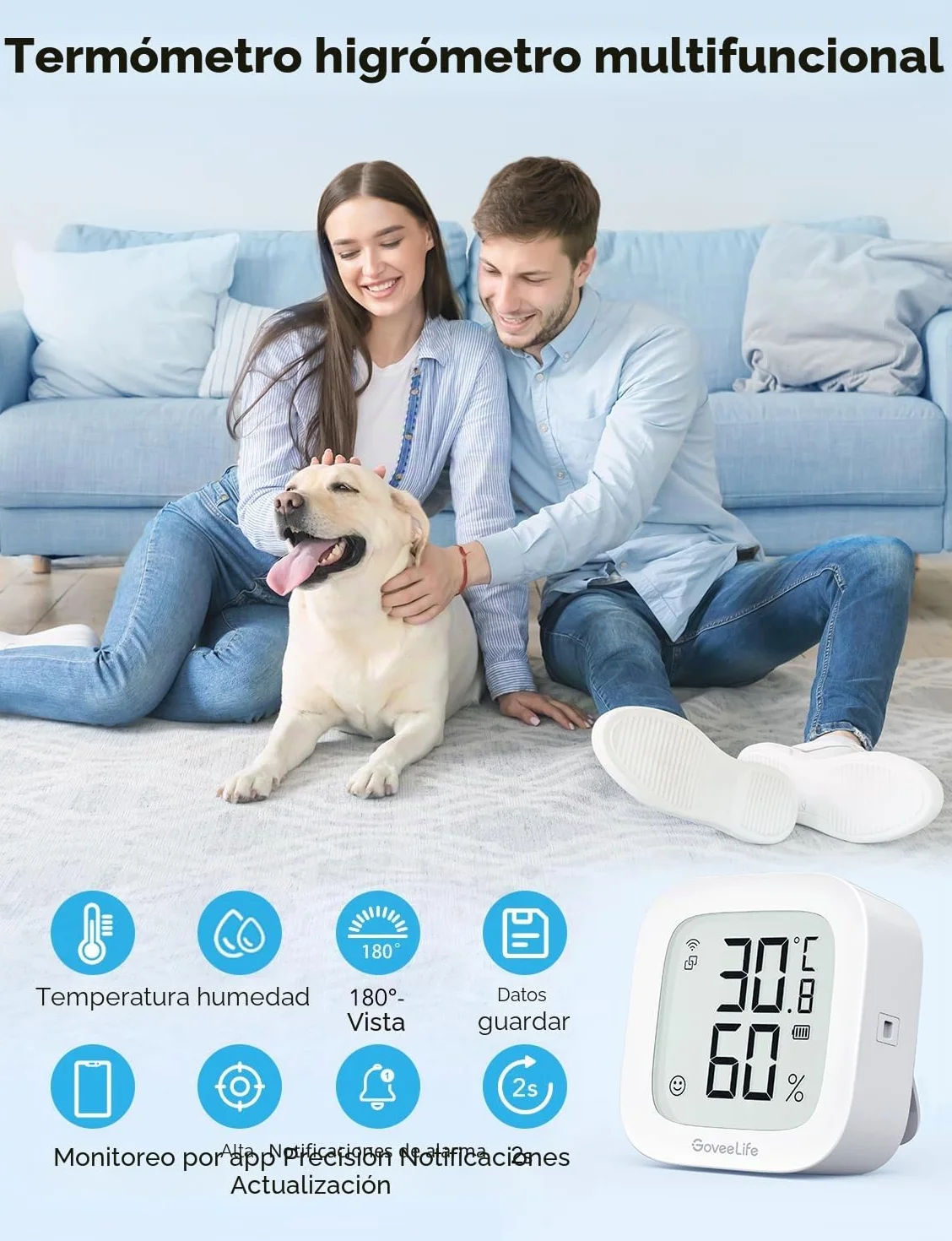 GoveeLife Higrómetro Wi-Fi Termómetro digital Temperatura humedad Interior Control remoto Notificación