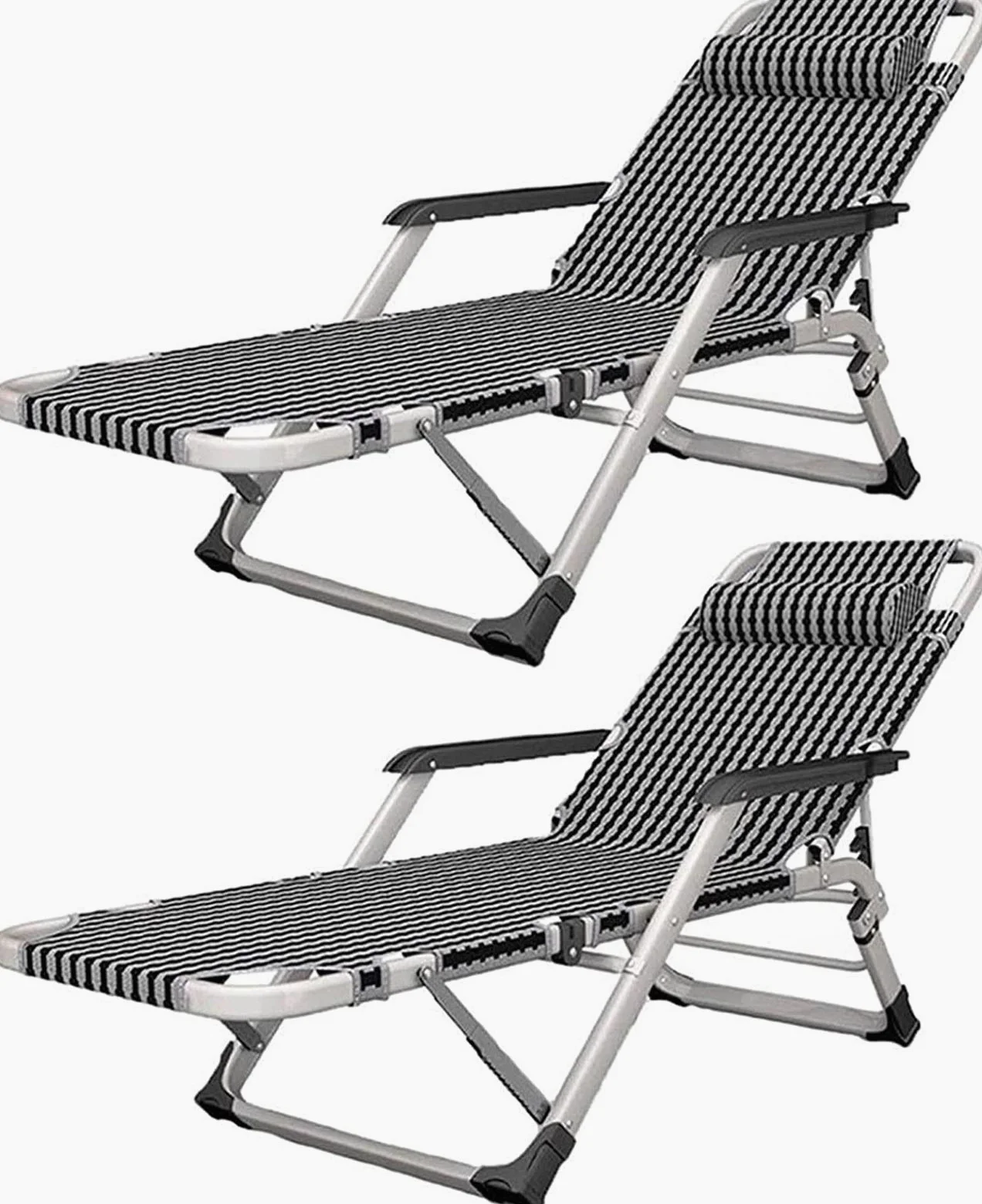 ADITAM Ligero Ligero Tumbona Sillas de jardín Plegables Juego de 2 Silla de Gravedad Cero, Silla reclinable Plegable Gravedad Cero Tumbona de jardín, Oficina Hogar Balcón Siesta Ocio Siesta Gris Fo