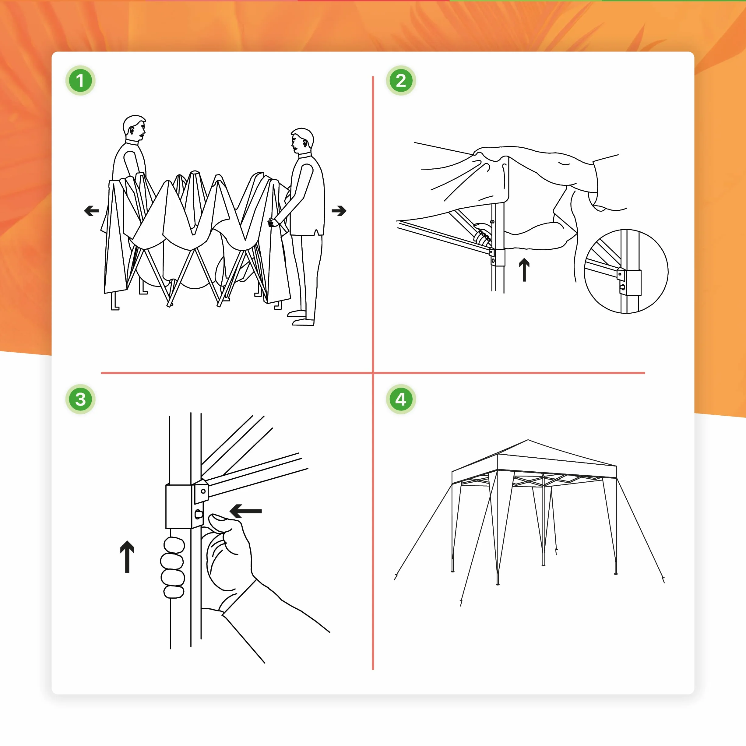 Wasabi - Carpa Plegable 3x3 m – Resistente al Agua - Incluye Vientos y Piquetas de Fijación - Estructura de Acero - Cenador para Jardín – Pérgola Playa - Camping Fiestas
