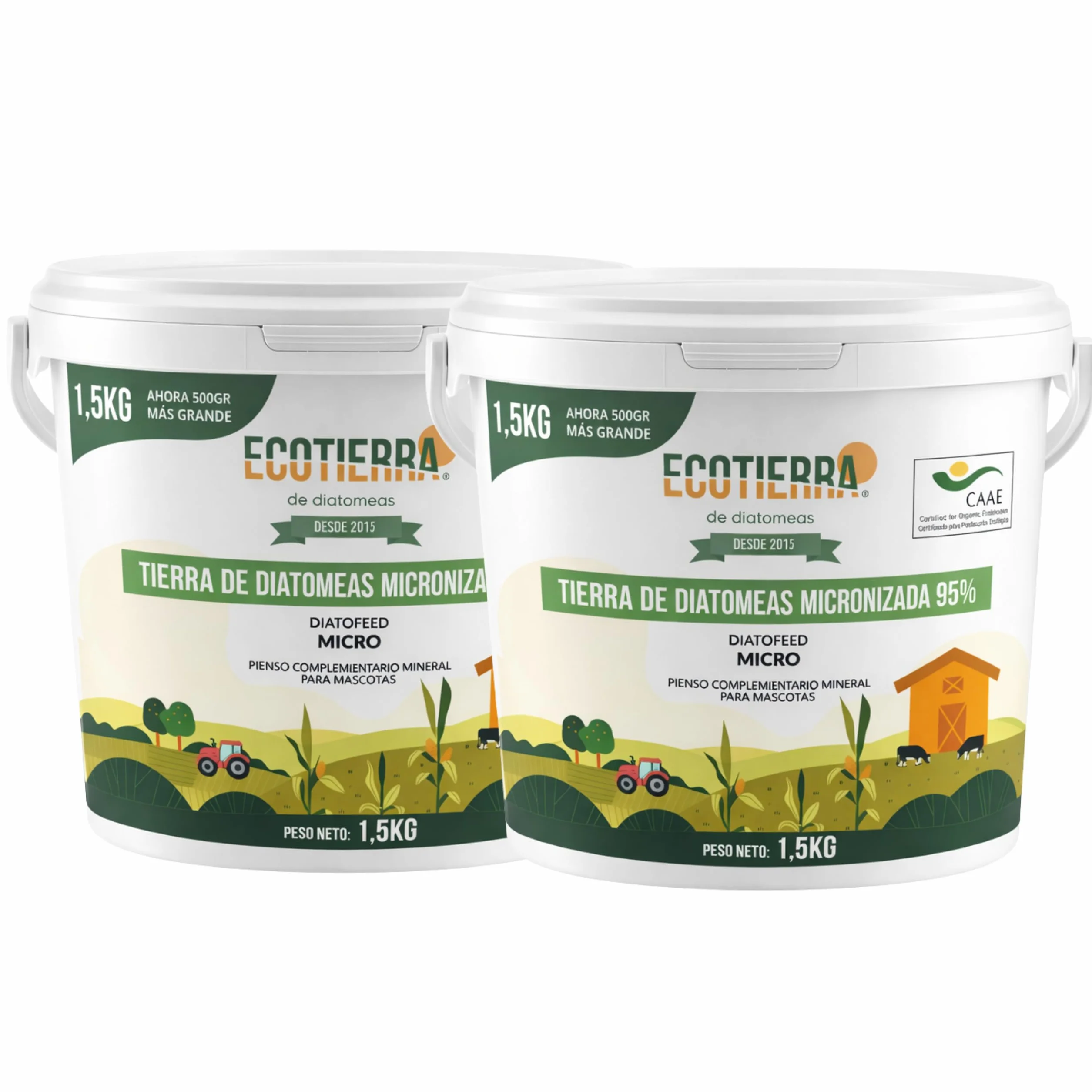ECO Tierra de Diatomeas Micronizada Pack 1+1 Complemento Mineral sin calcinar para Alimentación Animal