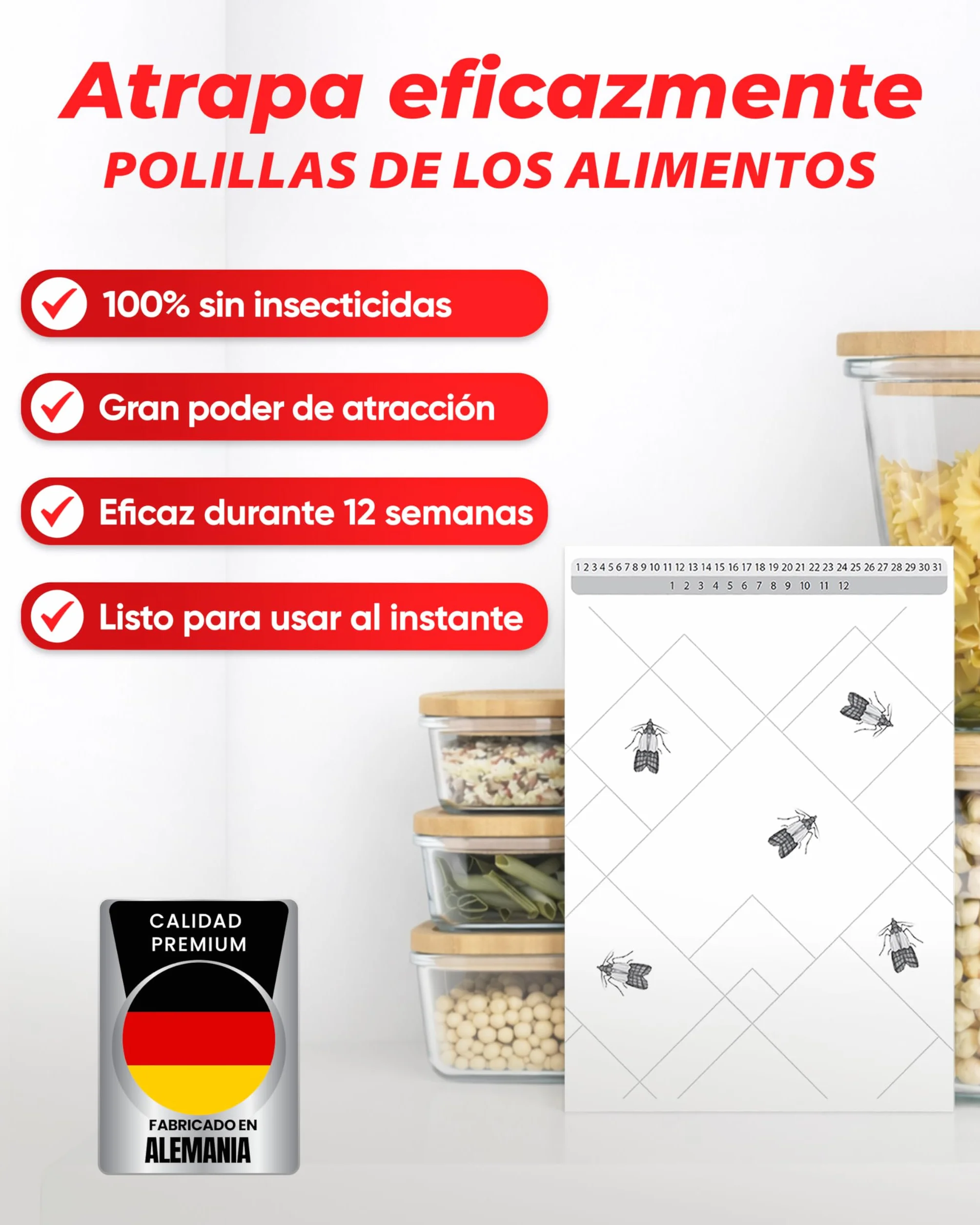 PIC Trampa Polillas Alimentos 12X – Trampas con Feromonas para Cocina y Despensa – Protección 8 Semanas