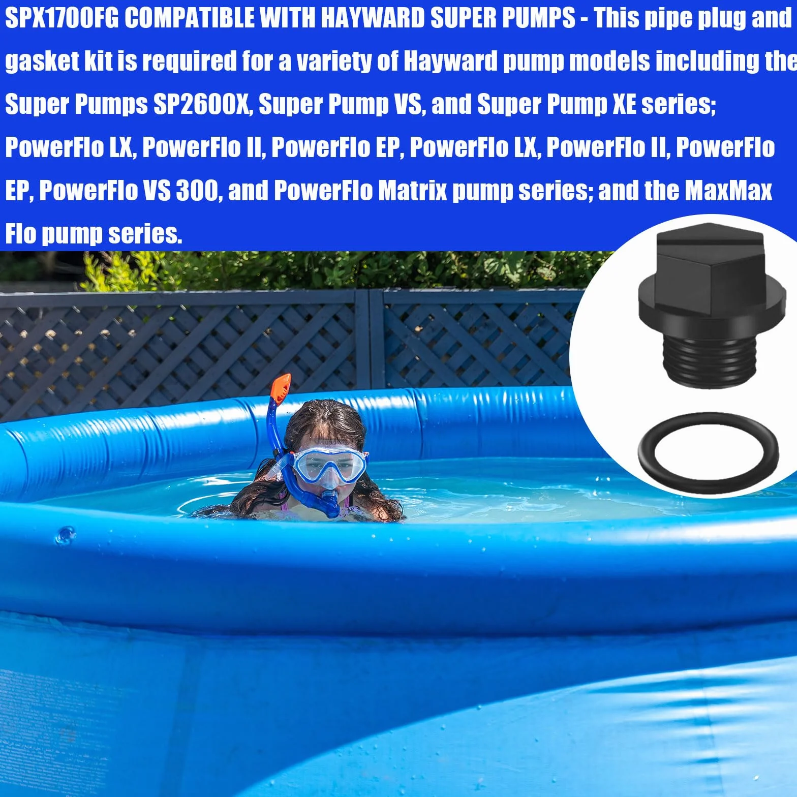 Hayward SPX1700FG tornillos de drenaje para piscina con juntas O tapón drenaje