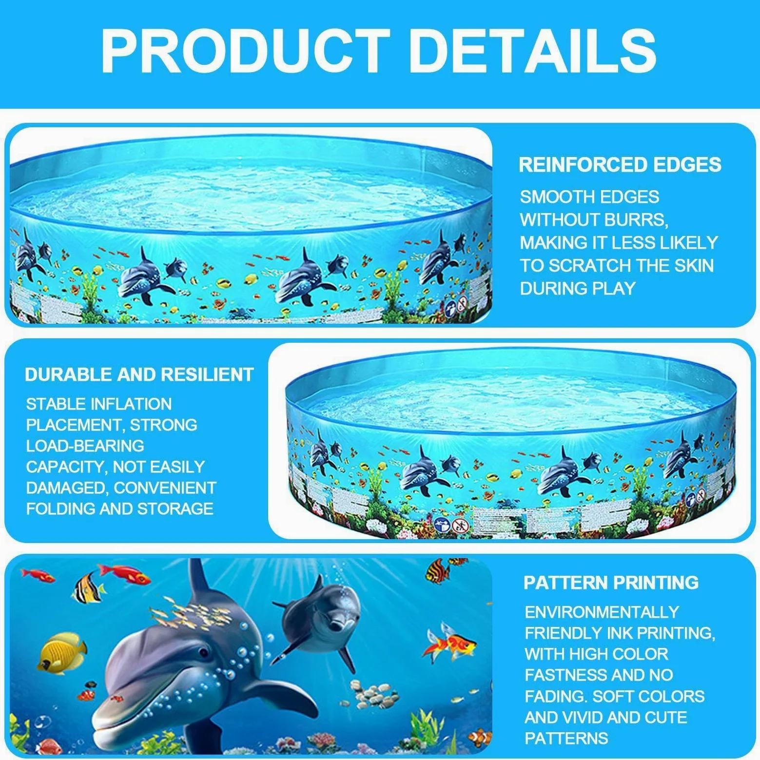 Piscina Plegable Bañera de Natación No Inflable para de Verano | Piscina De Agua Familiar Para Mascotas Niños Adultos Y Familia En Verano Jardín Patio Trasero Y