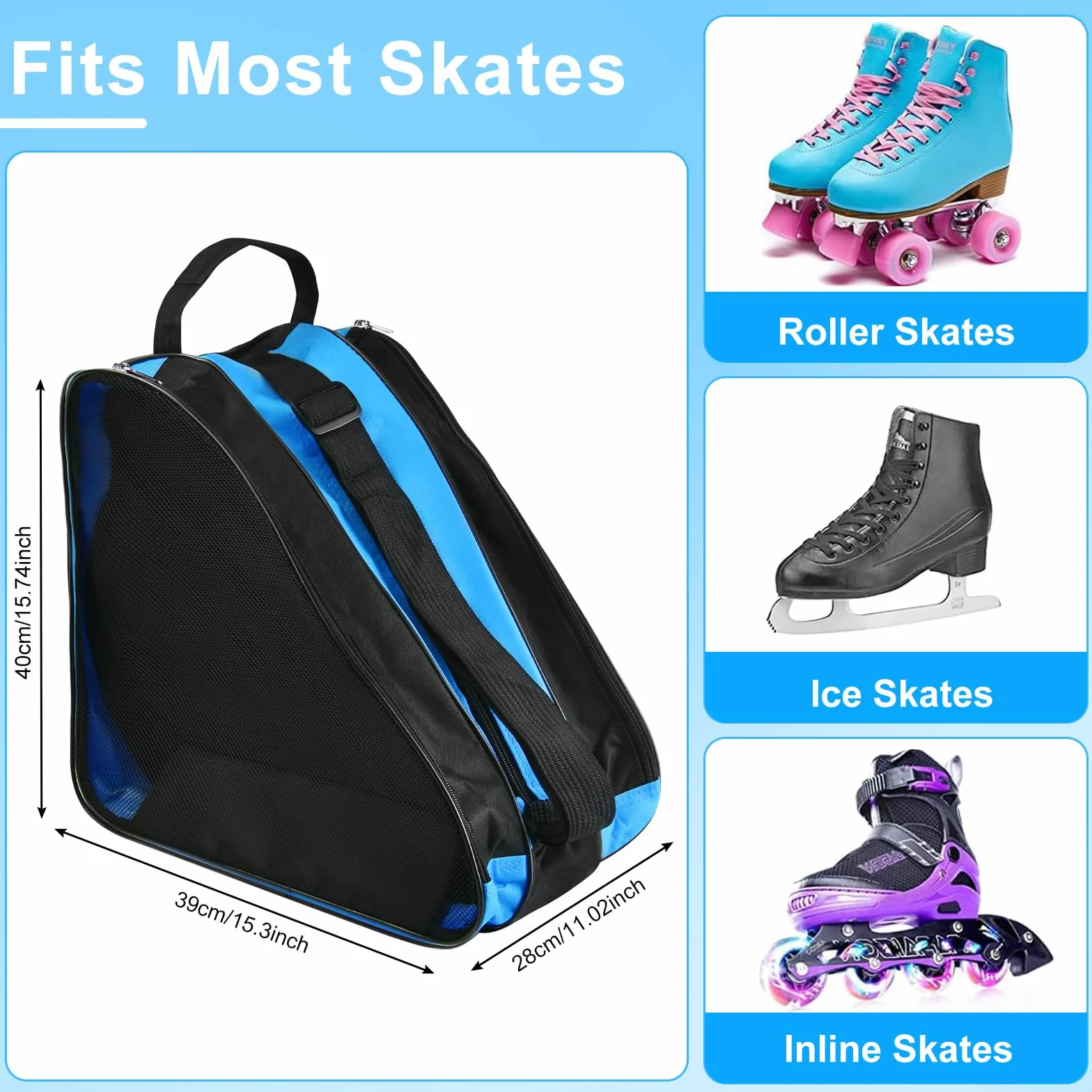Bolsa para Patines en Linea con 3 Compartimentos para Casco y Protecciones