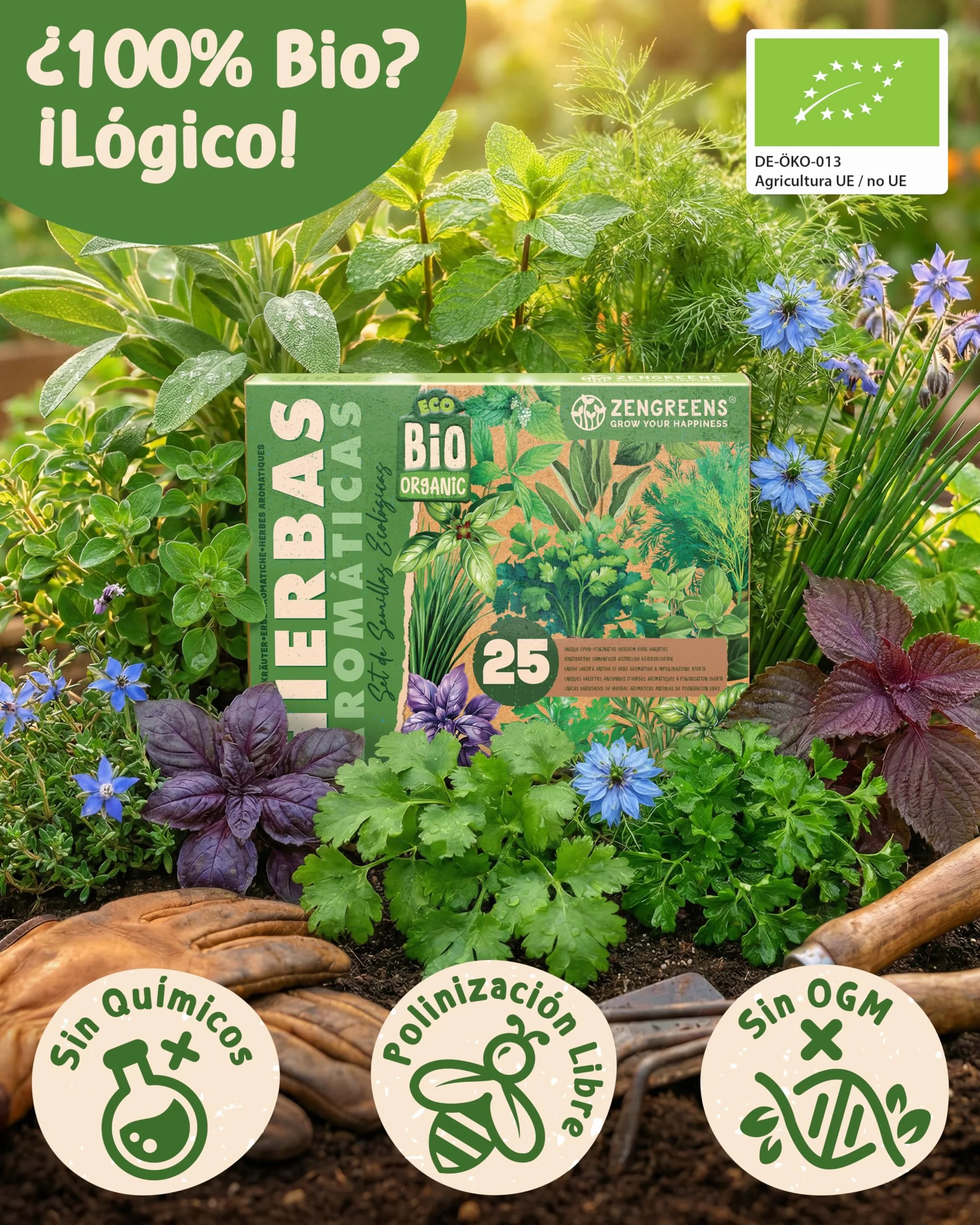 Set de semillas de hierbas aromáticas eco 25 variedades ZenGreens®