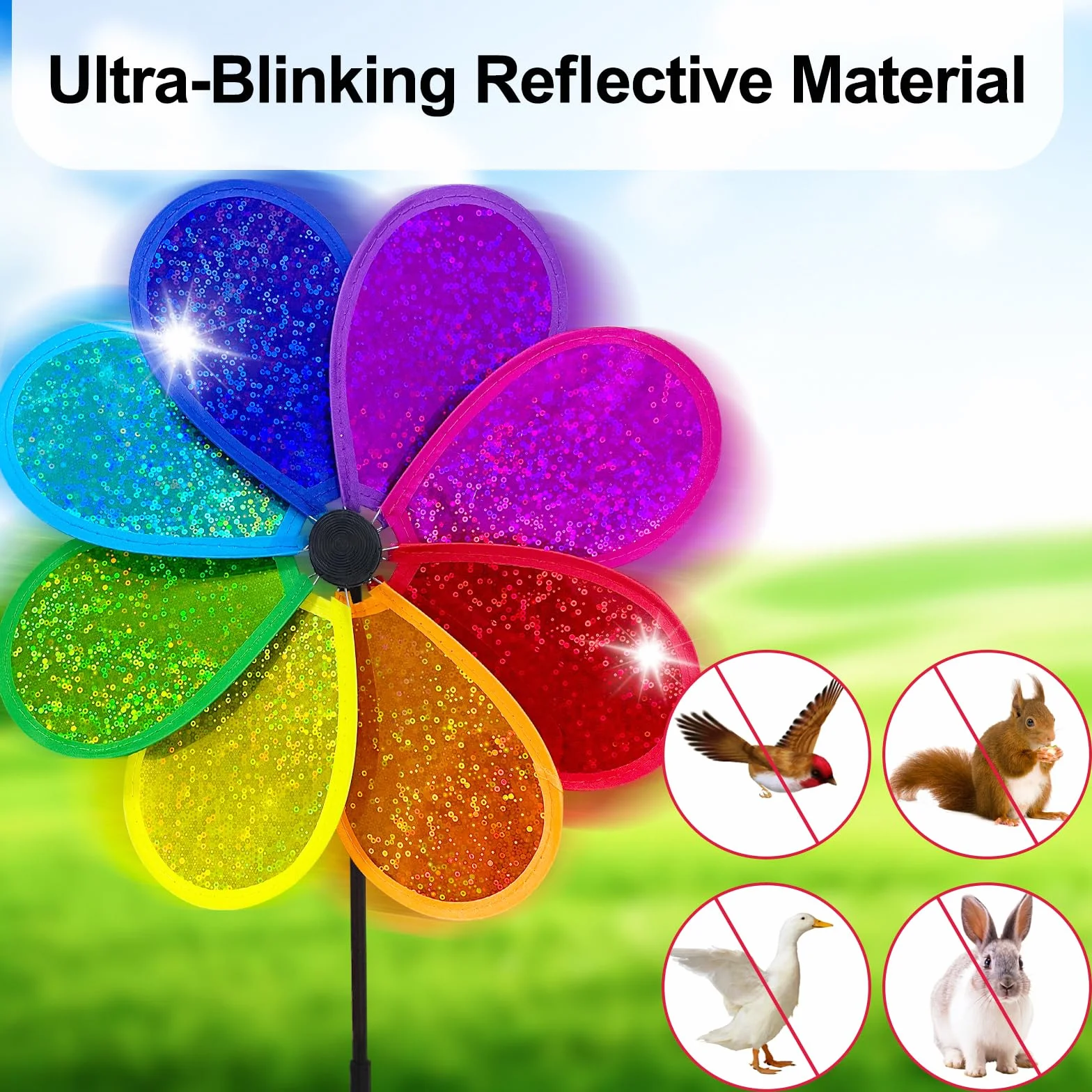 Molino de viento con flores arco iris spinner decoración jardín 4 piezas