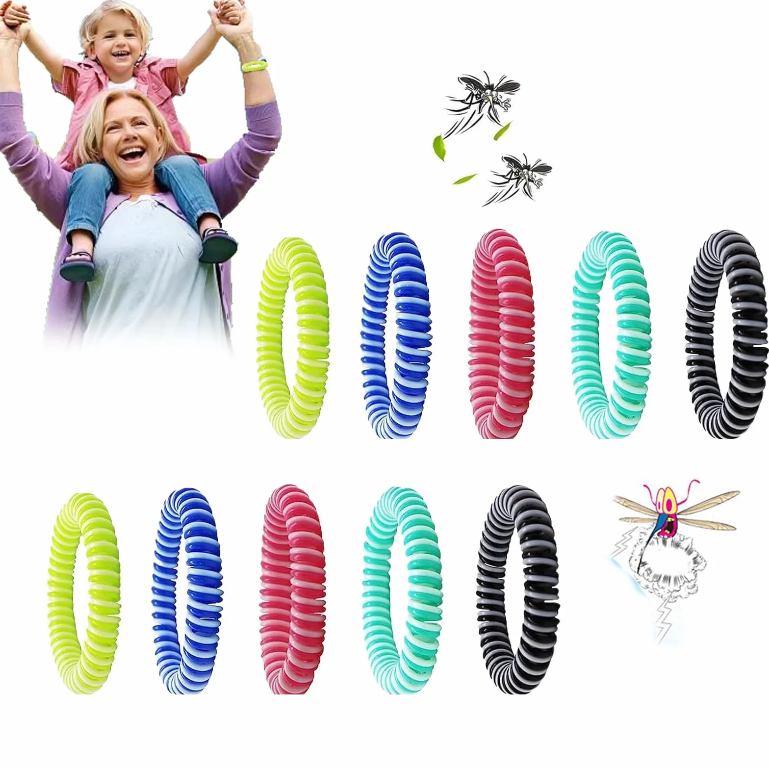 Pulseras Antimosquitos Repelentes de Insectos 10 Piezas Naturales Ajustables